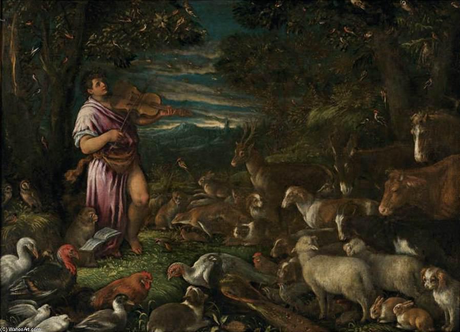 Wikioo.org - Die Enzyklopädie bildender Kunst - Malerei, Kunstwerk von Francesco Bassano The Younger - Orpheus, der die Tiere