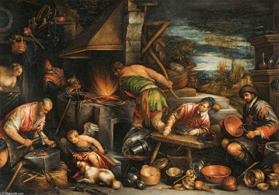 Wikioo.org - สารานุกรมวิจิตรศิลป์ - จิตรกรรม Francesco Bassano The Younger - The Forge of Vulcan