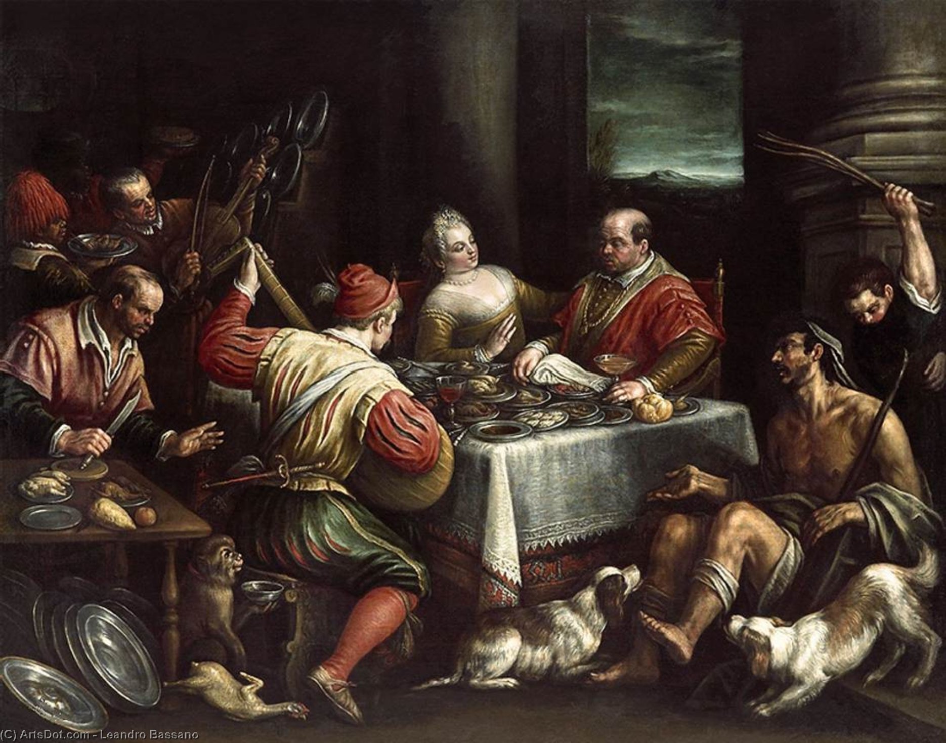 Wikioo.org - The Encyclopedia of Fine Arts - Painting, Artwork by Leandro Bassano - Banquet Scene