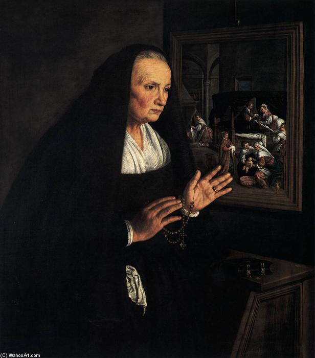WikiOO.org - Encyclopedia of Fine Arts - Maalaus, taideteos Leandro Bassano - Portrait of a Widow at her Devotions