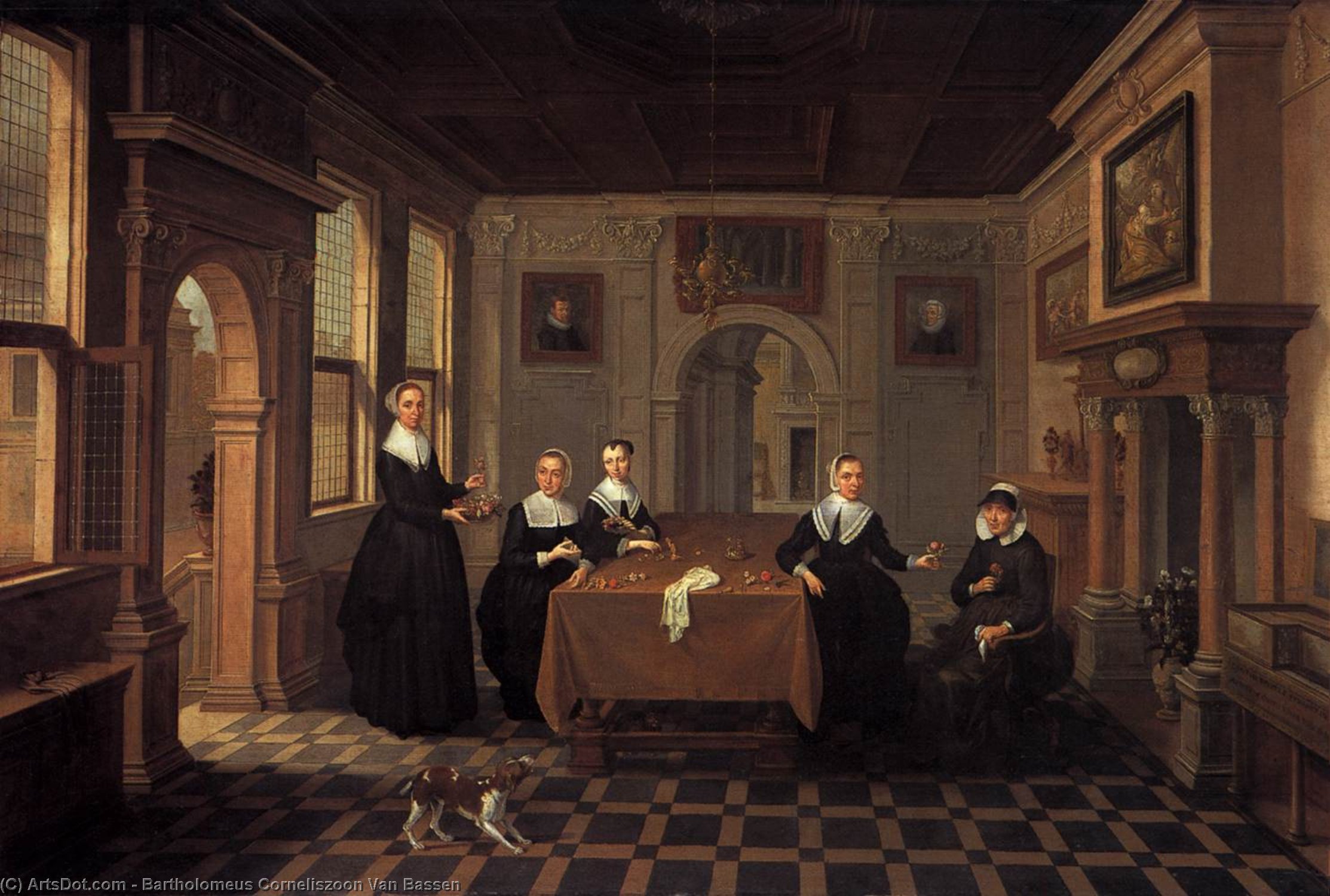 WikiOO.org - Encyclopedia of Fine Arts - Maalaus, taideteos Bartholomeus Corneliszoon Van Bassen - A Company in an Interior