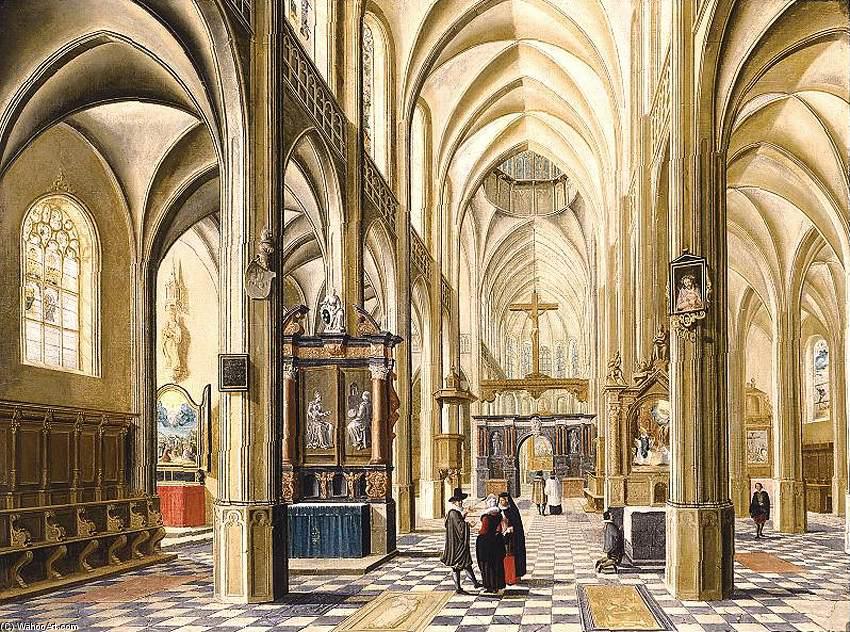 Wikioo.org - The Encyclopedia of Fine Arts - Painting, Artwork by Bartholomeus Corneliszoon Van Bassen - Interior of a Gothic Cathedral