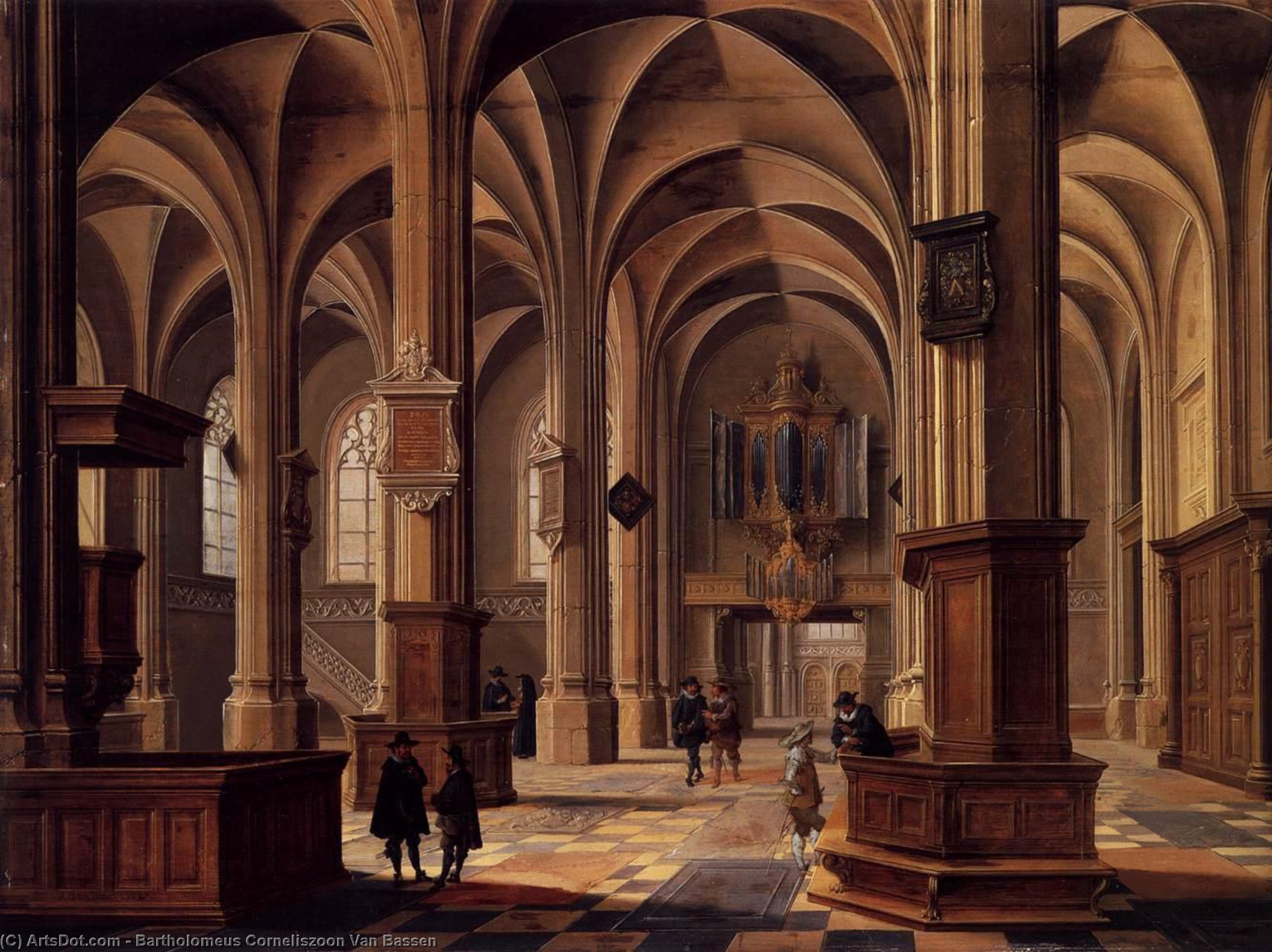 Wikioo.org - The Encyclopedia of Fine Arts - Painting, Artwork by Bartholomeus Corneliszoon Van Bassen - Interior of the Cunerakerk, Rhenen