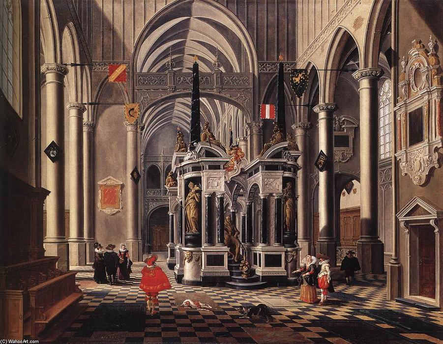 Wikioo.org - The Encyclopedia of Fine Arts - Painting, Artwork by Bartholomeus Corneliszoon Van Bassen - The Tomb of William the Silent in an Imaginary Church