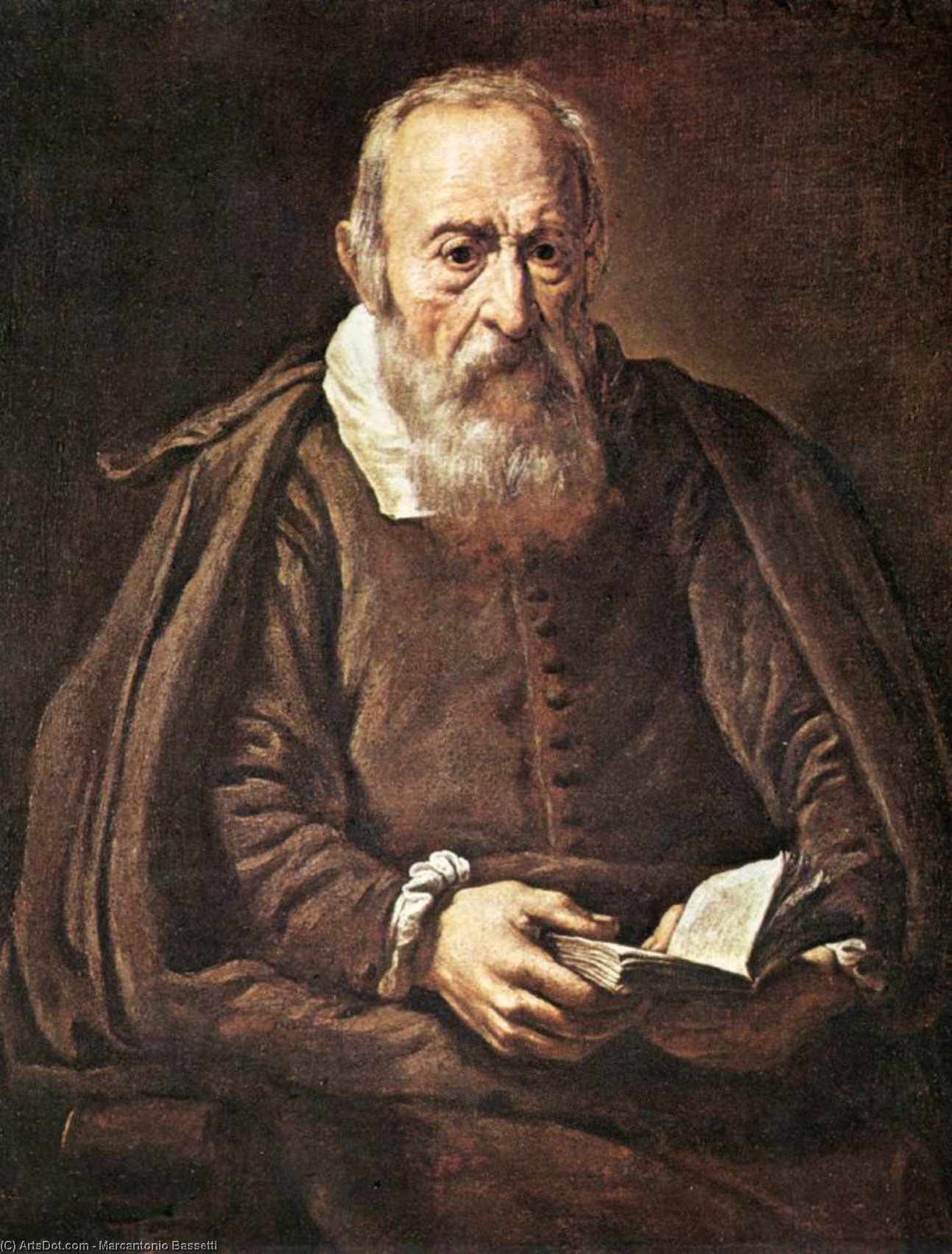Wikioo.org - The Encyclopedia of Fine Arts - Painting, Artwork by Marcantonio Bassetti - Portrait of an Old Man with Book