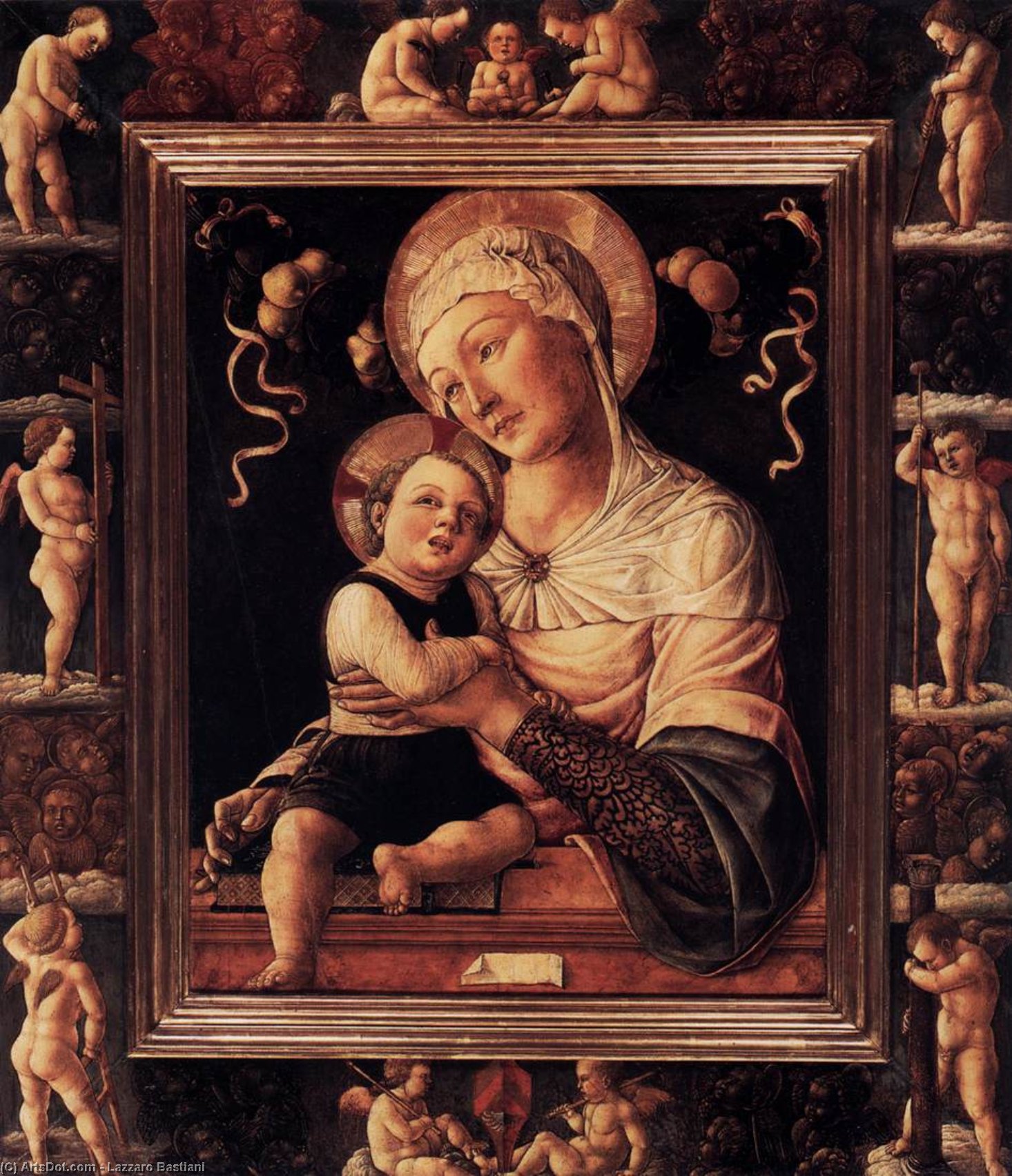 Wikioo.org – La Enciclopedia de las Bellas Artes - Pintura, Obras de arte de Lazzaro Bastiani - Madonna y el Niño cómo  pintadas  marco