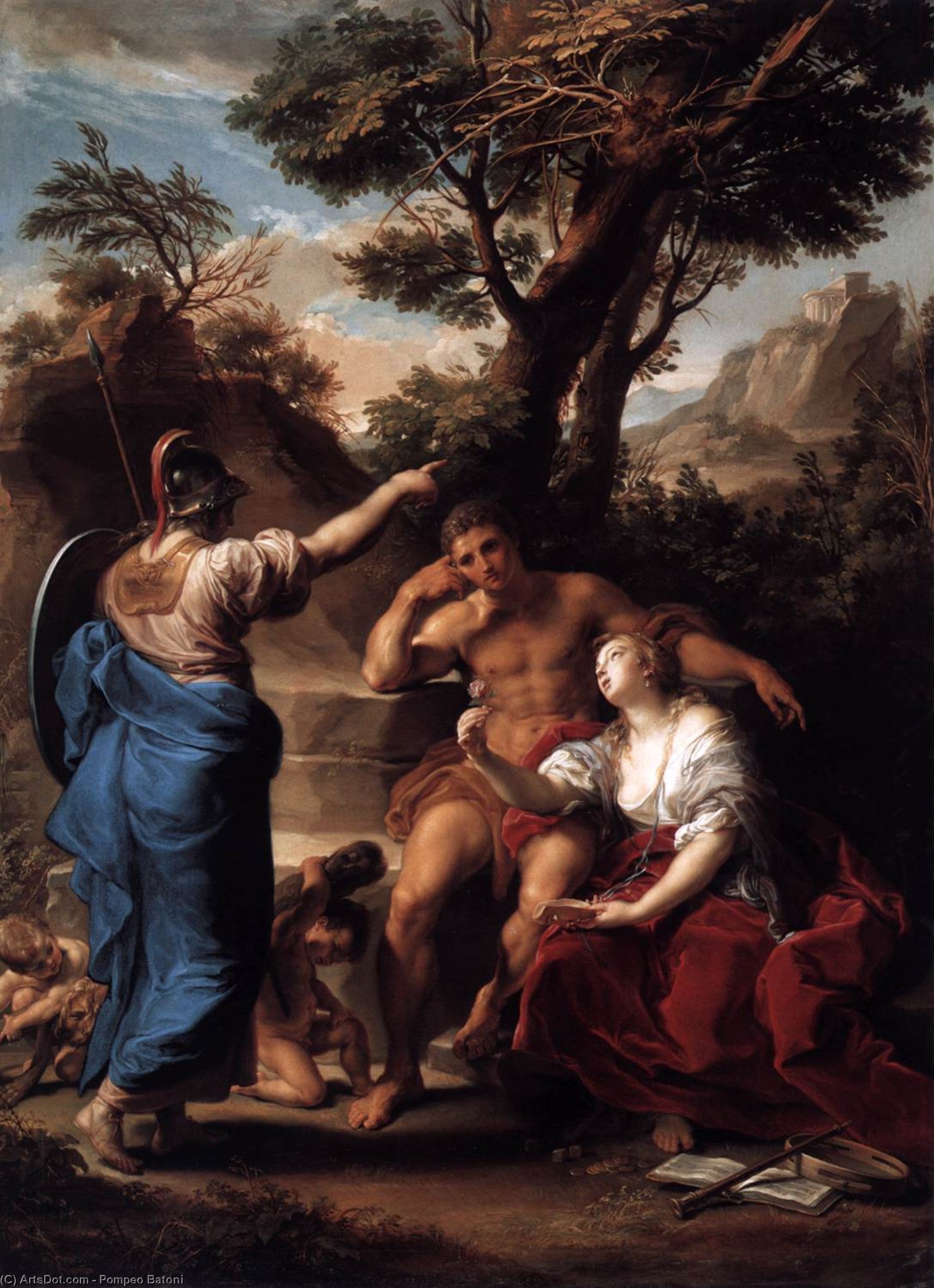 Wikioo.org - The Encyclopedia of Fine Arts - Painting, Artwork by Pompeo Batoni - Hercules at the Crossroads