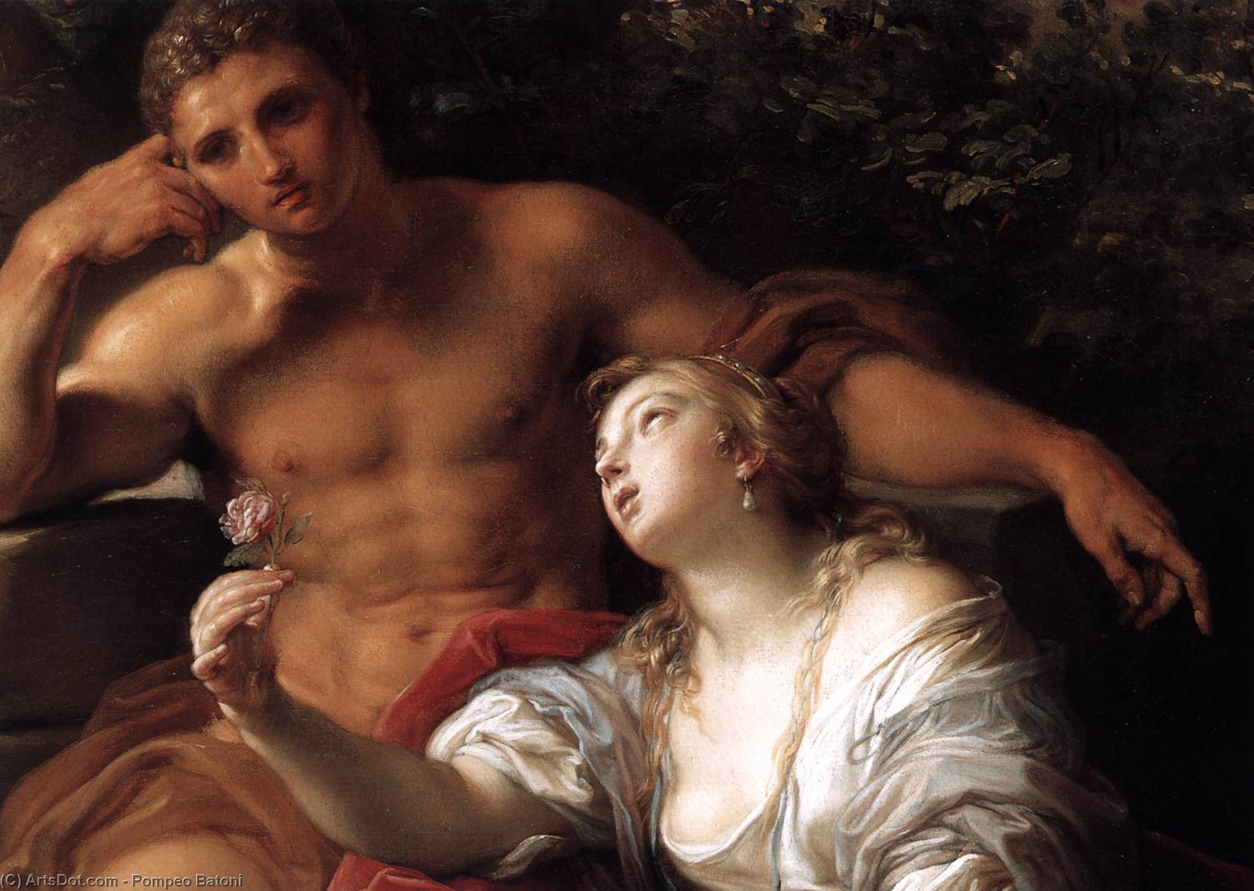 Wikioo.org – L'Encyclopédie des Beaux Arts - Peinture, Oeuvre de Pompeo Batoni - Hercules à la croisée des chemins détail