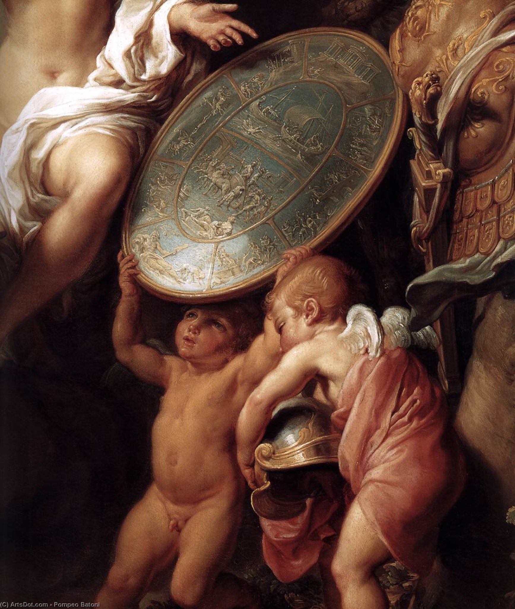 Wikioo.org - The Encyclopedia of Fine Arts - Painting, Artwork by Pompeo Batoni - Venus Presenting Aeneas with Armour Forged by Vulcan (detail)