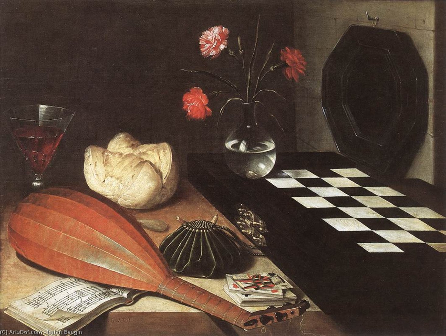 Wikioo.org - The Encyclopedia of Fine Arts - Painting, Artwork by Lubin Baugin - Still-life with Chessboard (The Five Senses)