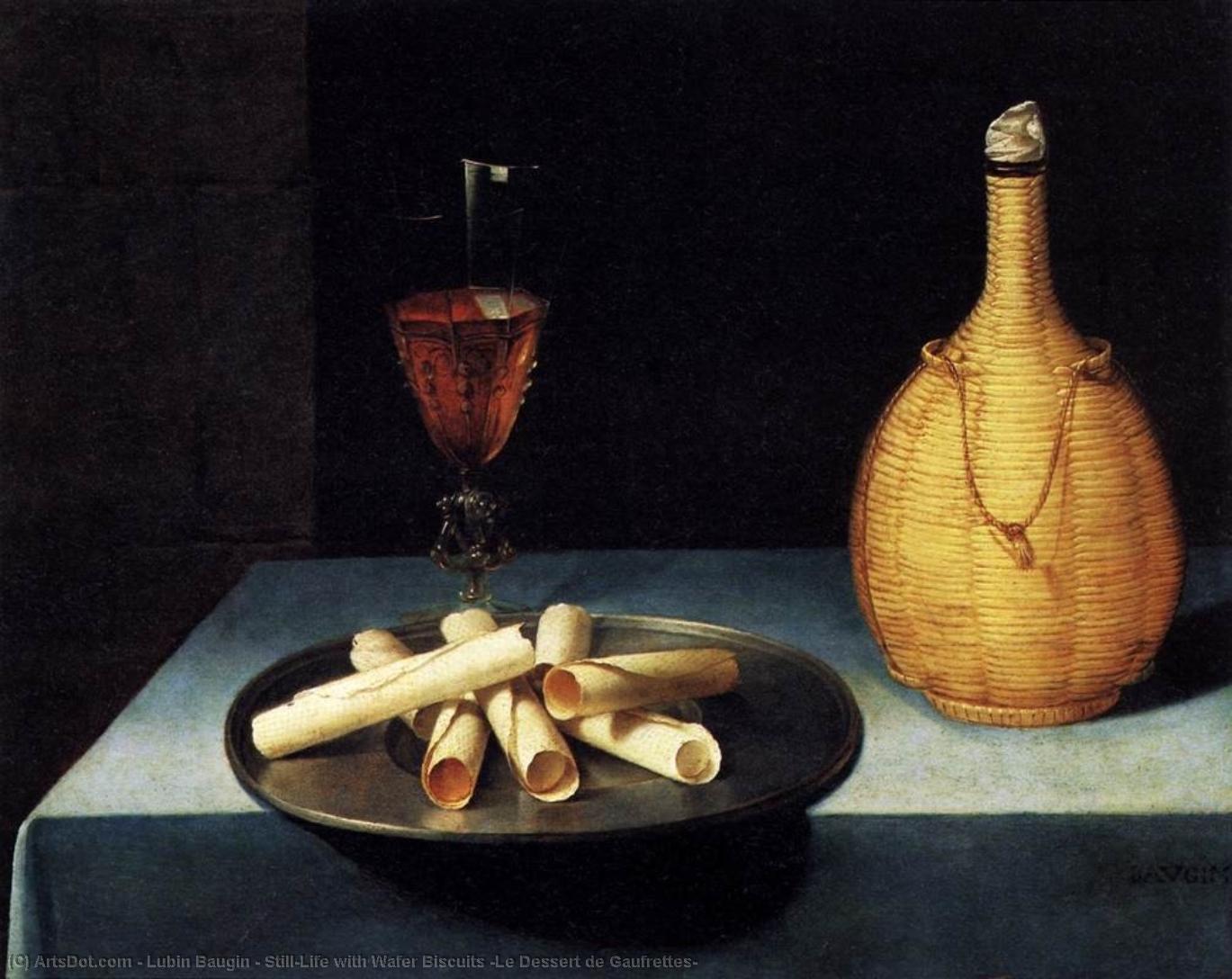 Wikioo.org - The Encyclopedia of Fine Arts - Painting, Artwork by Lubin Baugin - Still-Life with Wafer Biscuits (Le Dessert de Gaufrettes)