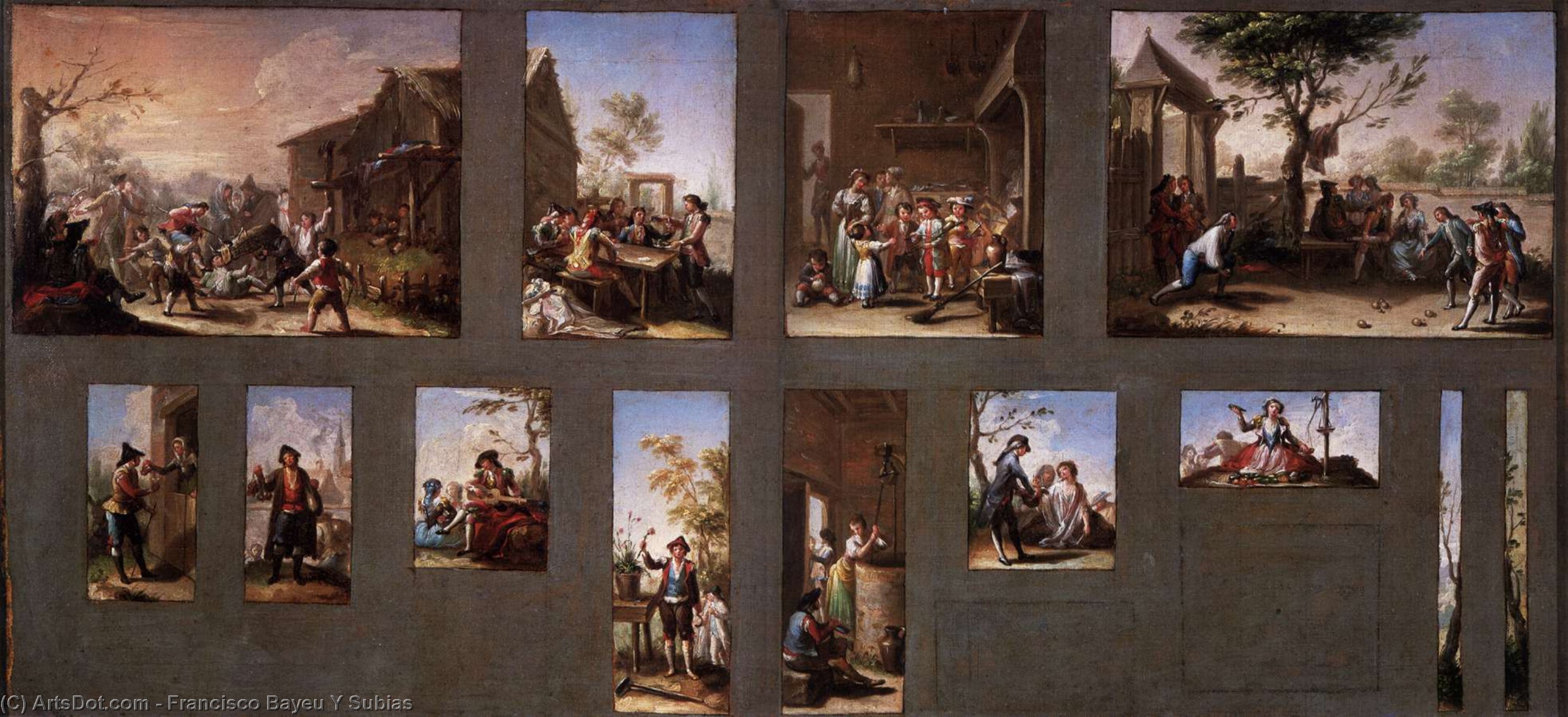 Wikioo.org - The Encyclopedia of Fine Arts - Painting, Artwork by Francisco Bayeu Y Subias - Painting with Thirteen Sketches