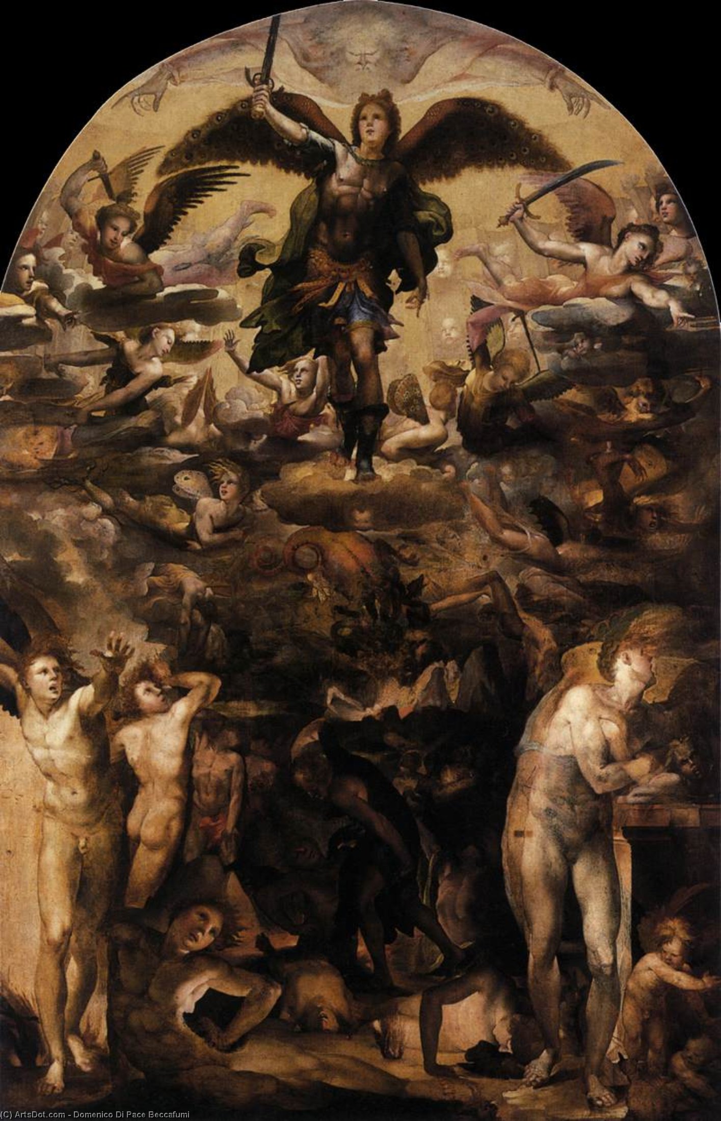 Wikioo.org - The Encyclopedia of Fine Arts - Painting, Artwork by Domenico Di Pace Beccafumi - Fall of the Rebel Angels