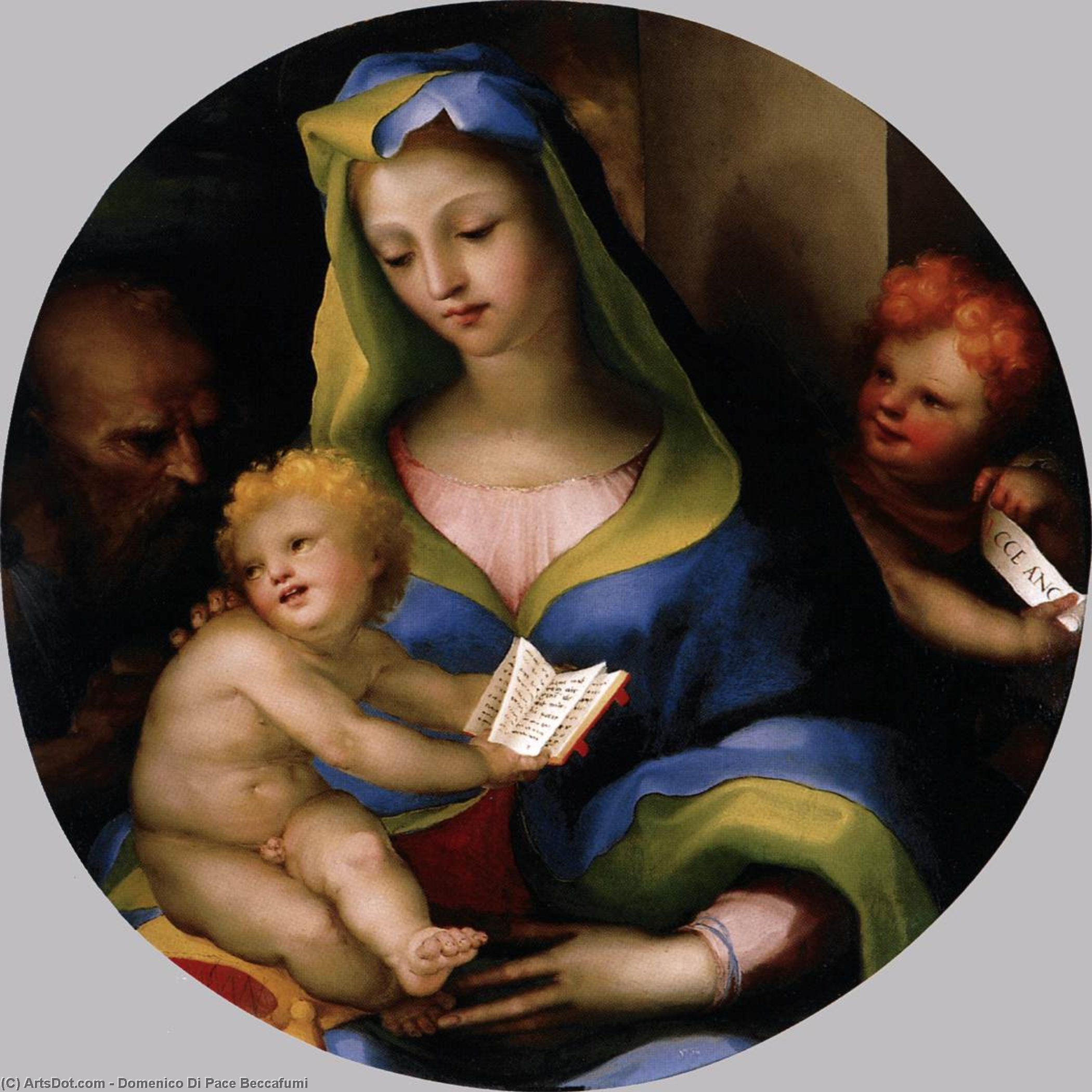 WikiOO.org - Güzel Sanatlar Ansiklopedisi - Resim, Resimler Domenico Di Pace Beccafumi - The Holy Family with Young Saint John