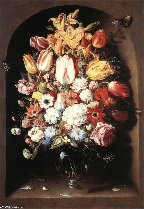 Wikioo.org - The Encyclopedia of Fine Arts - Painting, Artwork by Osias Beert The Elder - Bouquet in a Niche