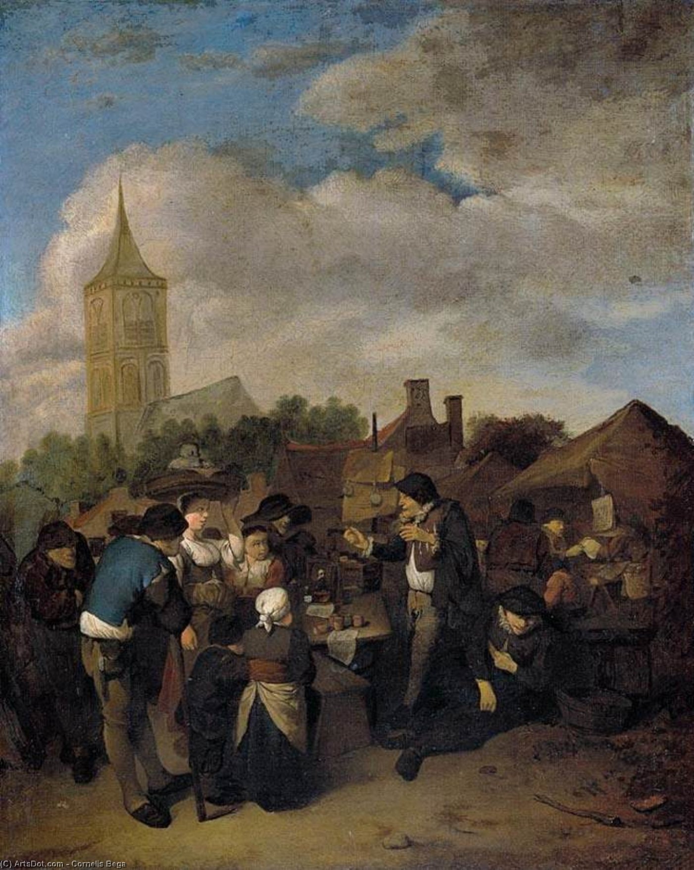 Wikioo.org - The Encyclopedia of Fine Arts - Painting, Artwork by Cornelis Pietersz Bega - Village Market with the Quack