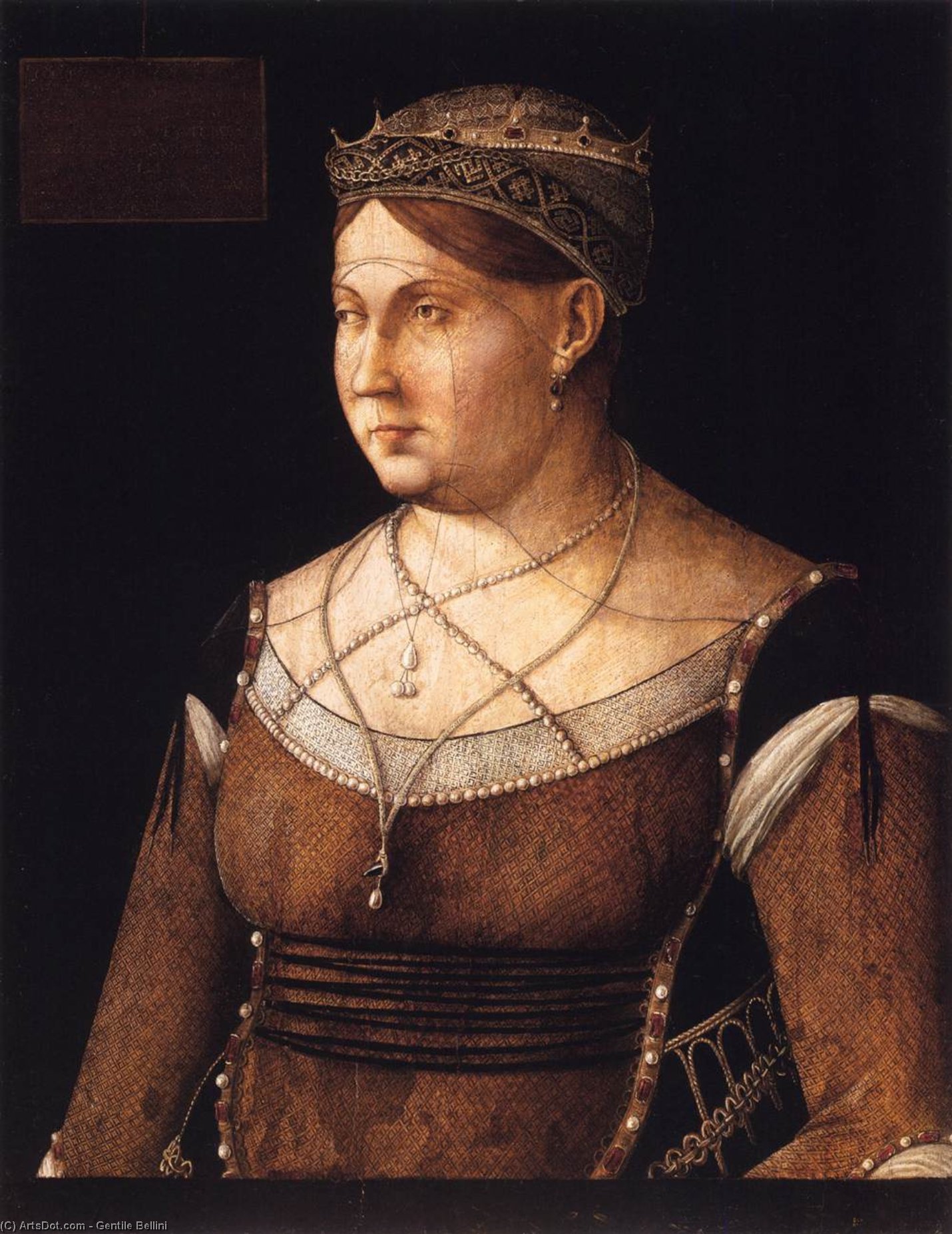 Wikioo.org - The Encyclopedia of Fine Arts - Painting, Artwork by Gentile Bellini - Portrait of Caterina Cornaro, Queen of Cyprus