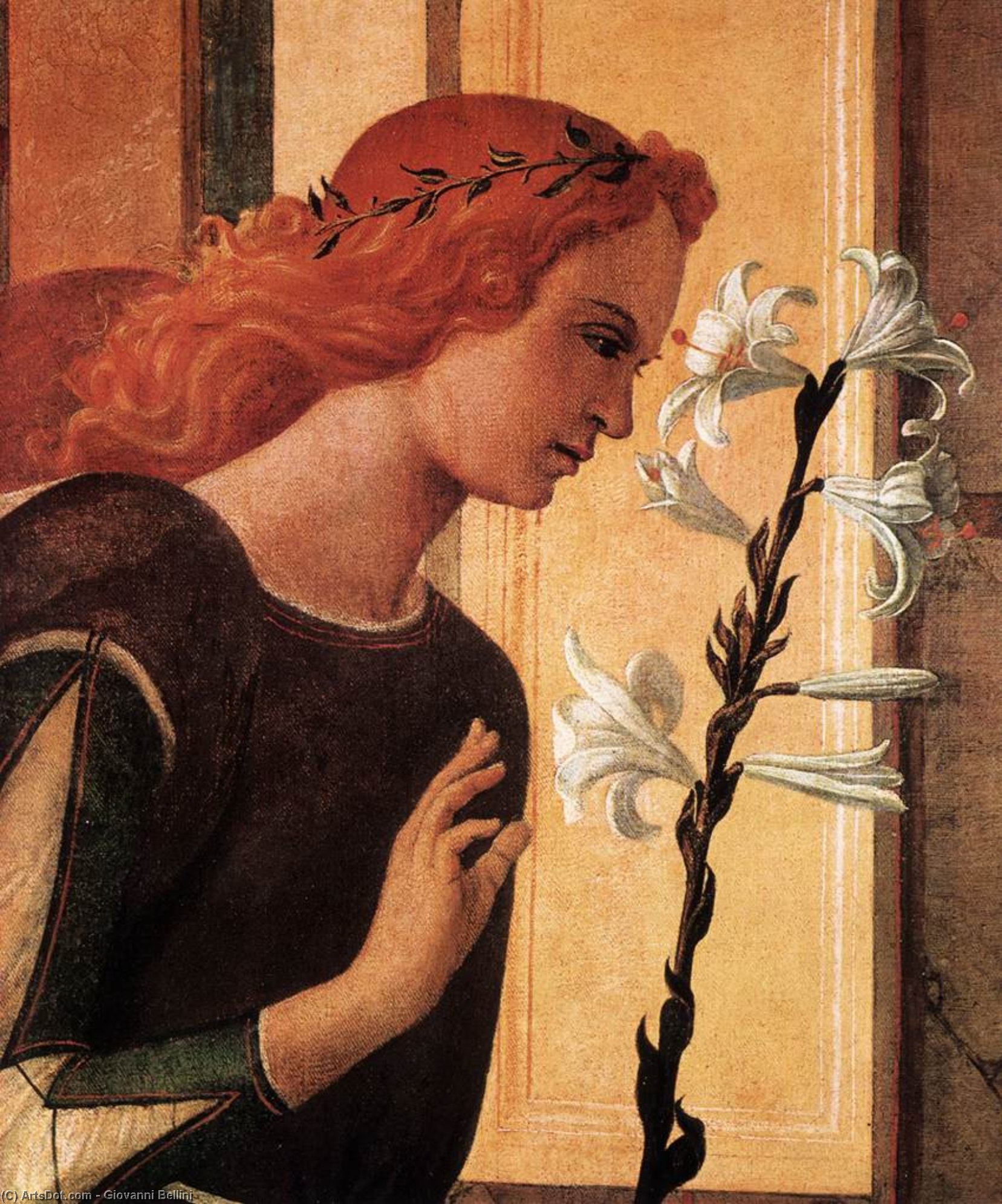 Wikioo.org - The Encyclopedia of Fine Arts - Painting, Artwork by Giovanni Bellini - Angel Announcing (detail)