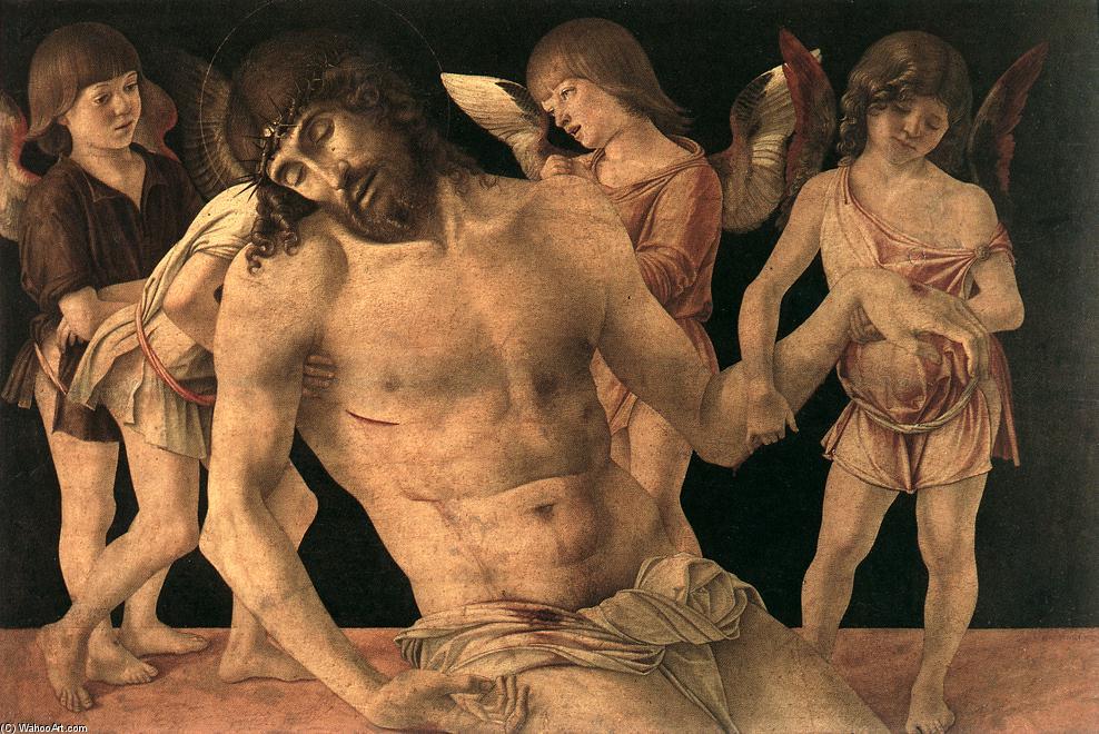WikiOO.org – 美術百科全書 - 繪畫，作品 Giovanni Bellini - 死的基督的支持下天使（圣母怜子图）