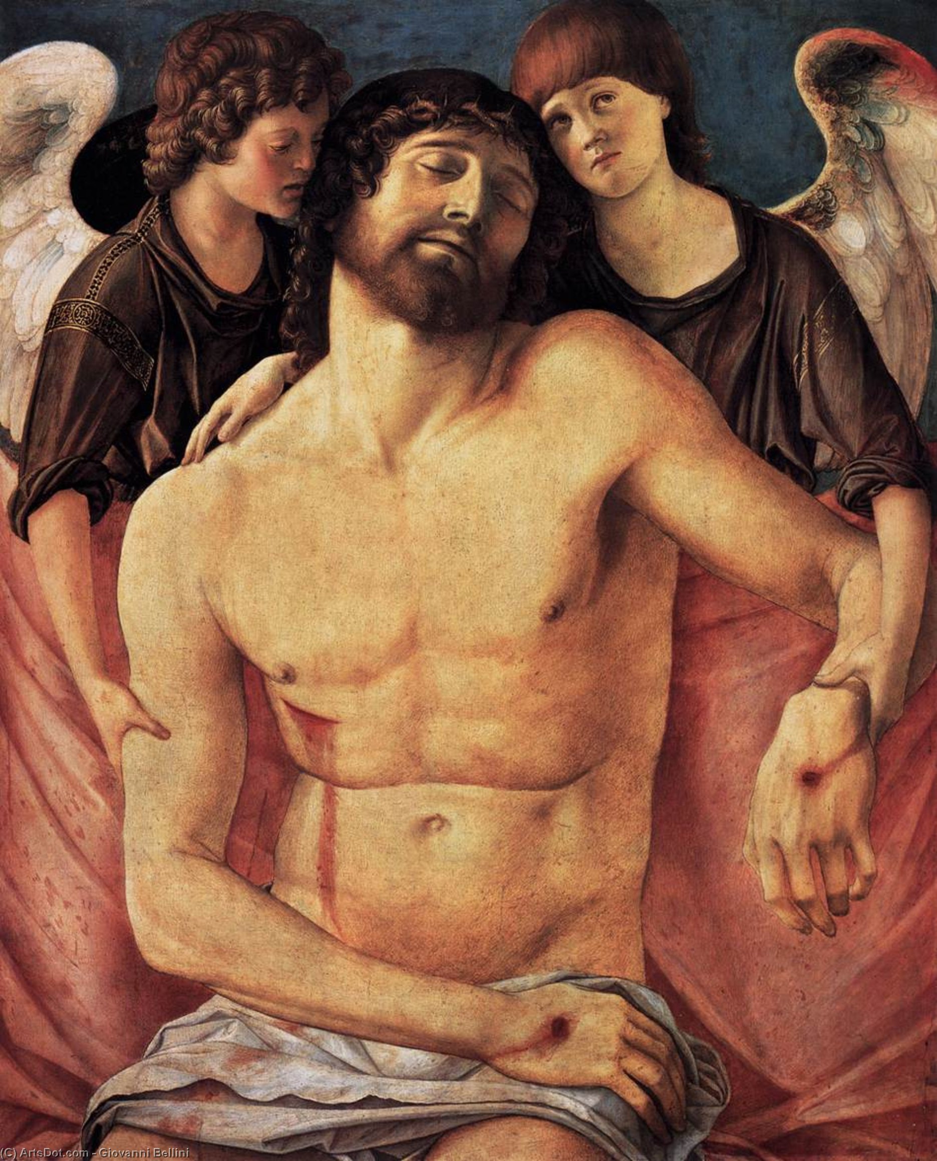 WikiOO.org - Encyclopedia of Fine Arts - Lukisan, Artwork Giovanni Bellini - Dead Christ Supported by Two Angels