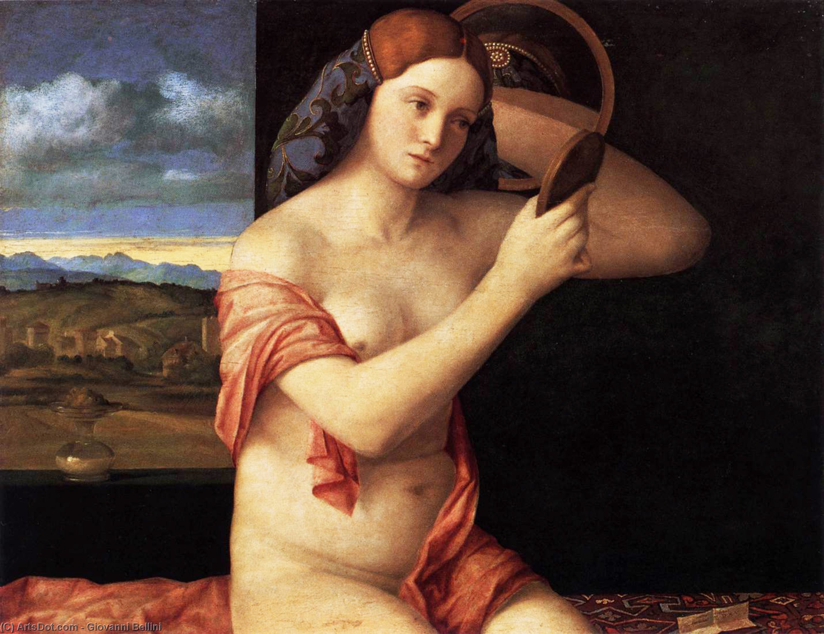 Wikioo.org - The Encyclopedia of Fine Arts - Painting, Artwork by Giovanni Bellini - Naked Young Woman in Front of the Mirror