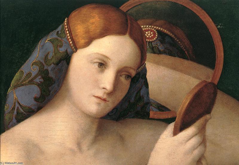 Wikioo.org – L'Enciclopedia delle Belle Arti - Pittura, Opere di Giovanni Bellini - Nudo Young Donna Front of il specchio ( particolare )