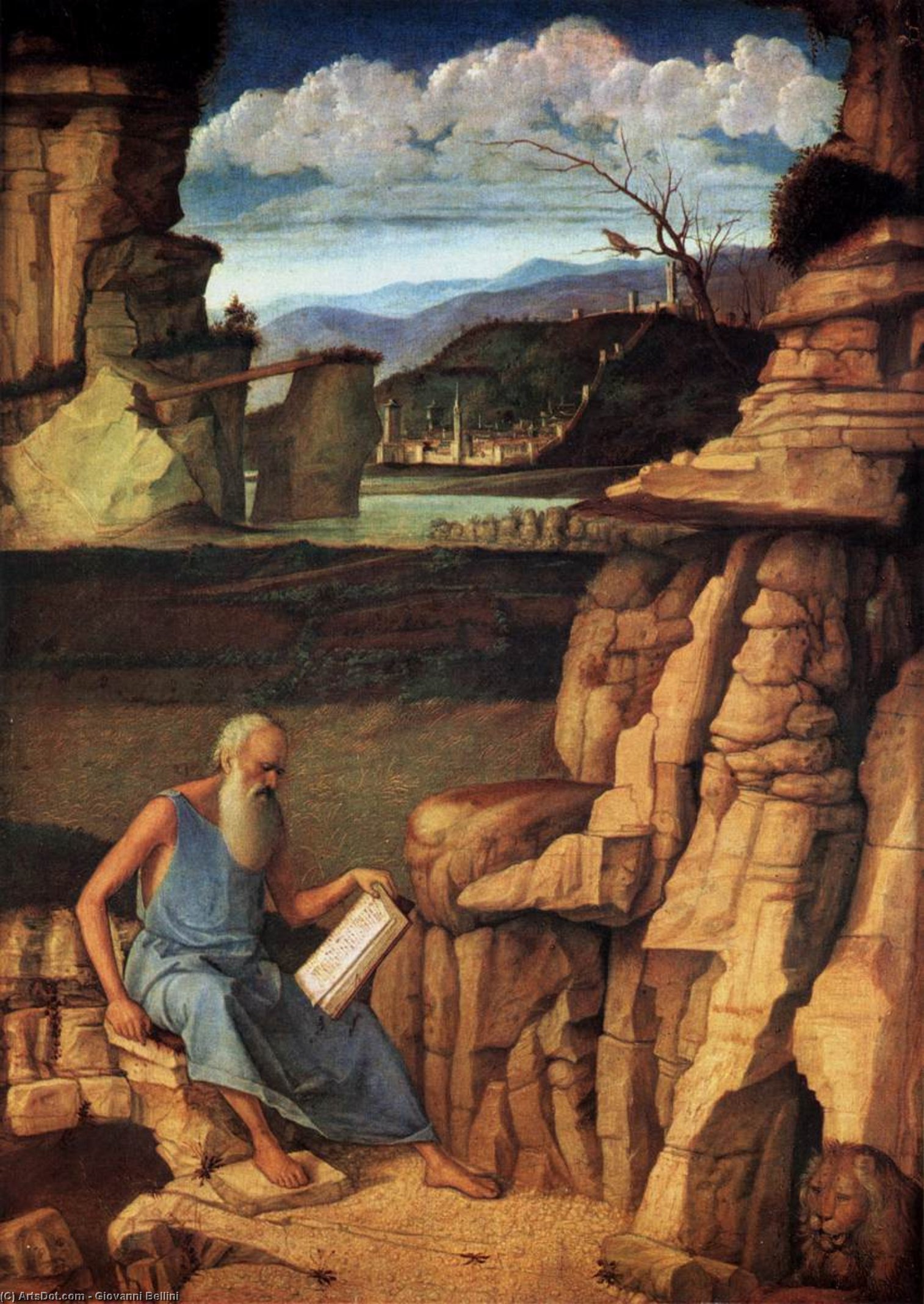 Wikioo.org - The Encyclopedia of Fine Arts - Painting, Artwork by Giovanni Bellini - St Jerome Reading in the Countryside
