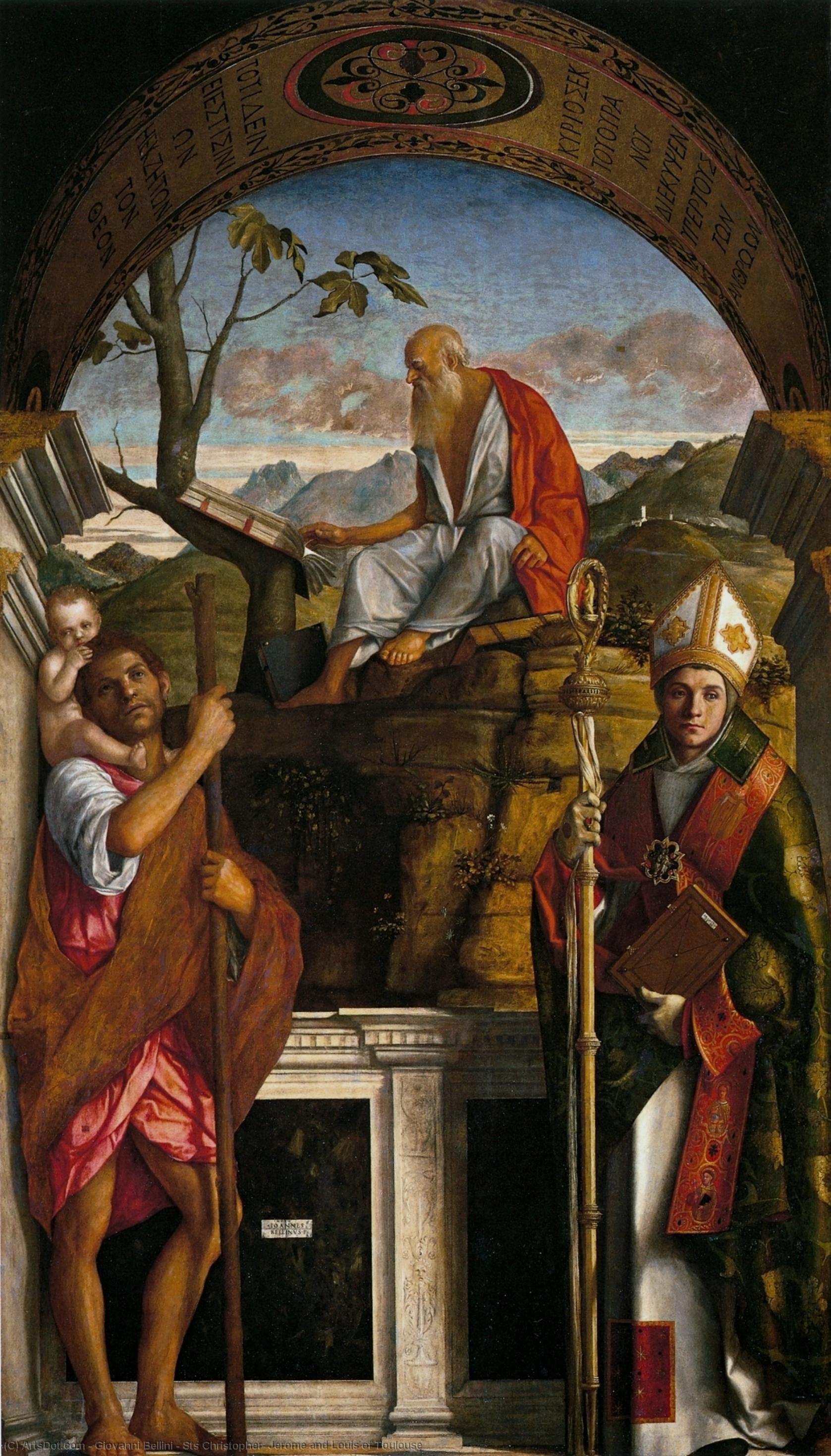 Wikioo.org – L'Encyclopédie des Beaux Arts - Peinture, Oeuvre de Giovanni Bellini - sts christopher , Jérôme et louis de toulouse