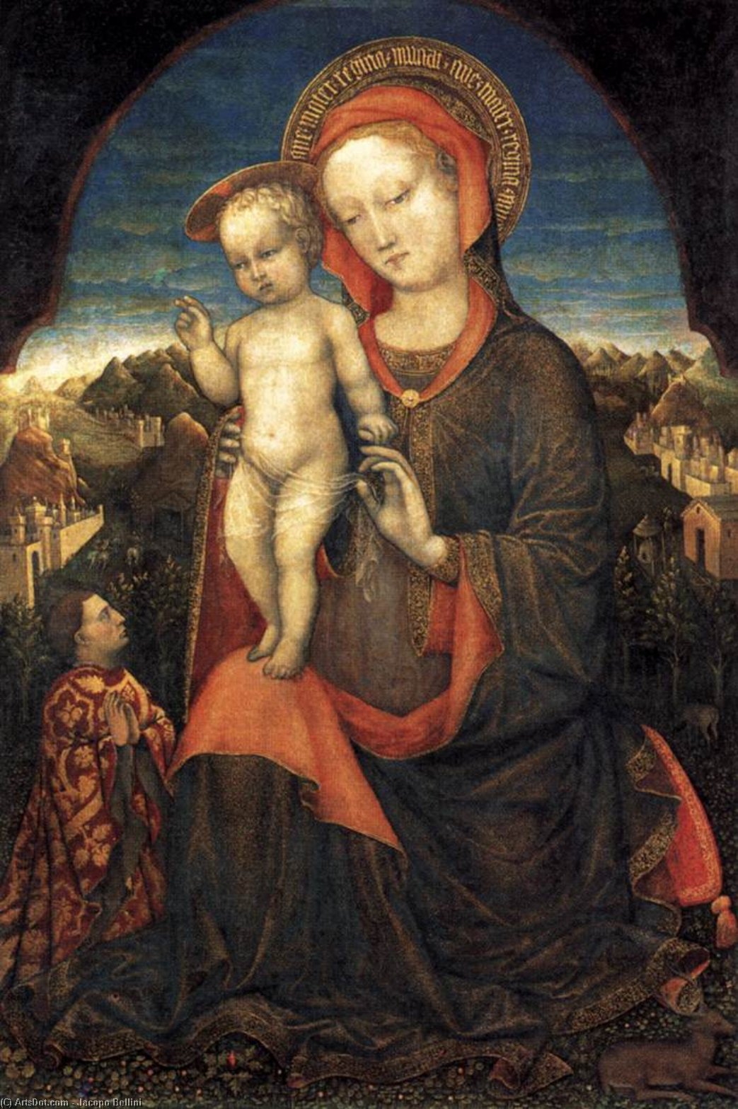 WikiOO.org - Encyclopedia of Fine Arts - Maalaus, taideteos Jacopo Bellini - Madonna and Child Adored by Lionello d'Este