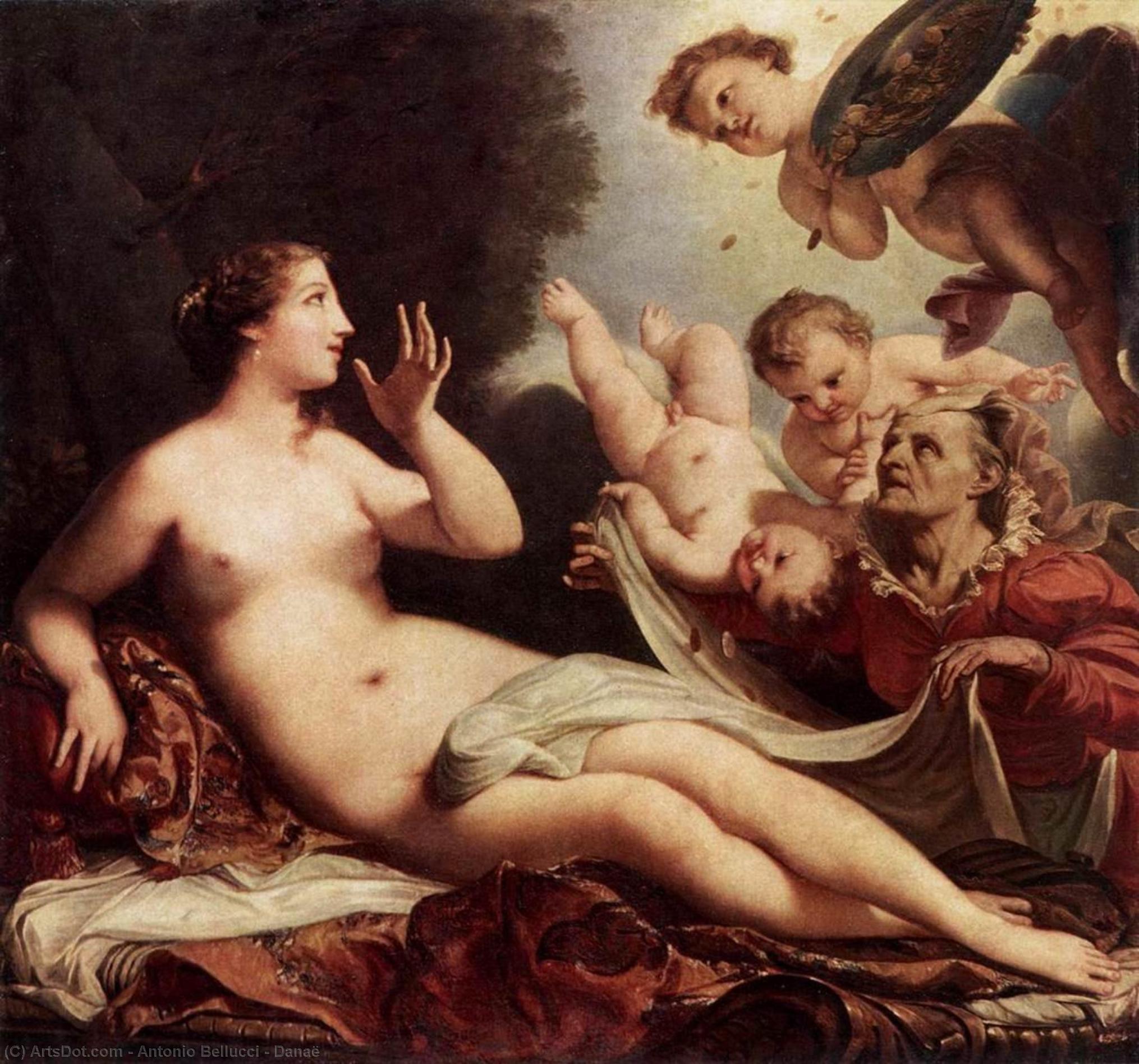 WikiOO.org - Encyclopedia of Fine Arts - Maleri, Artwork Antonio Bellucci - Danaë