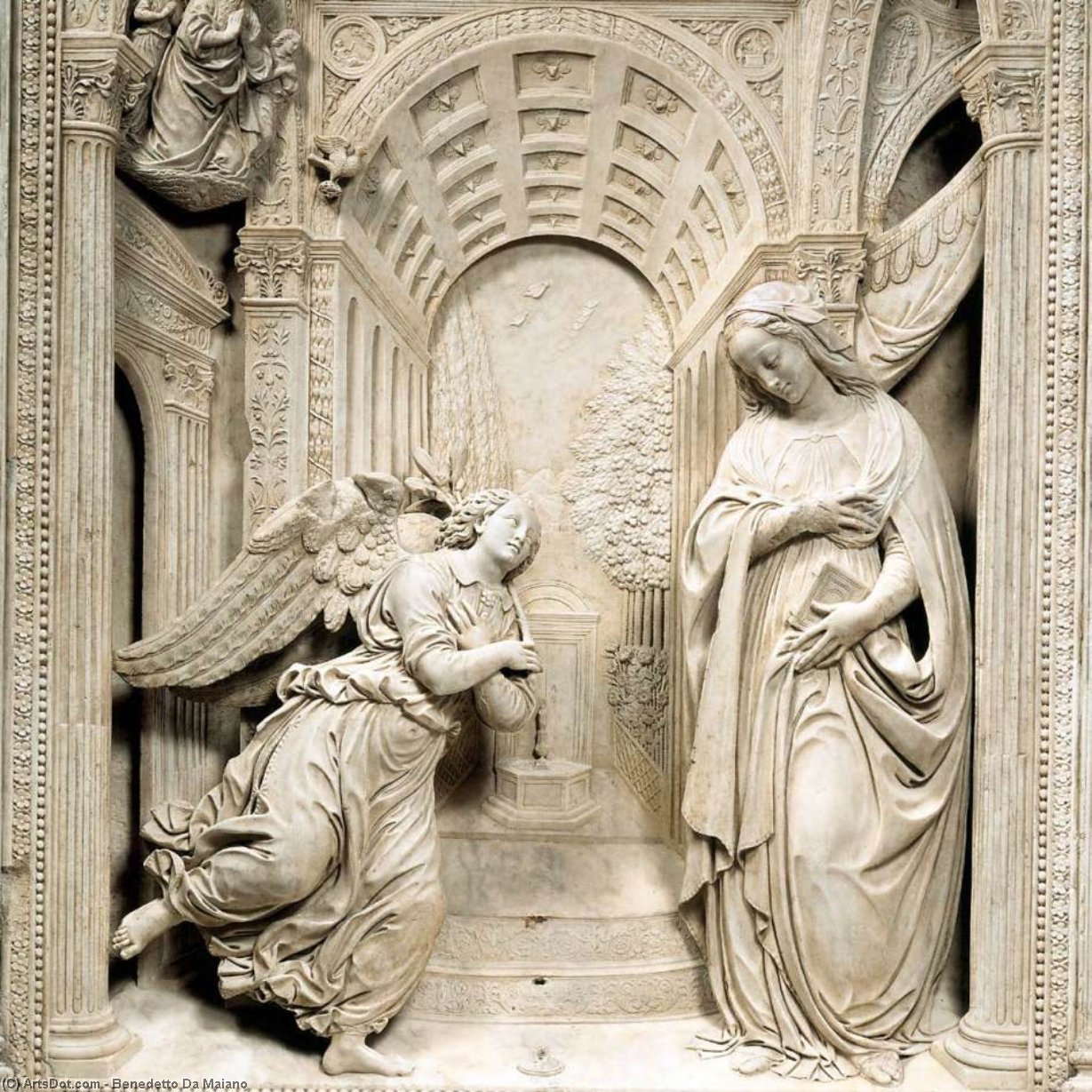 WikiOO.org - Enciklopedija likovnih umjetnosti - Slikarstvo, umjetnička djela Benedetto Da Maiano - Altarpiece of the Annunciation (detail)