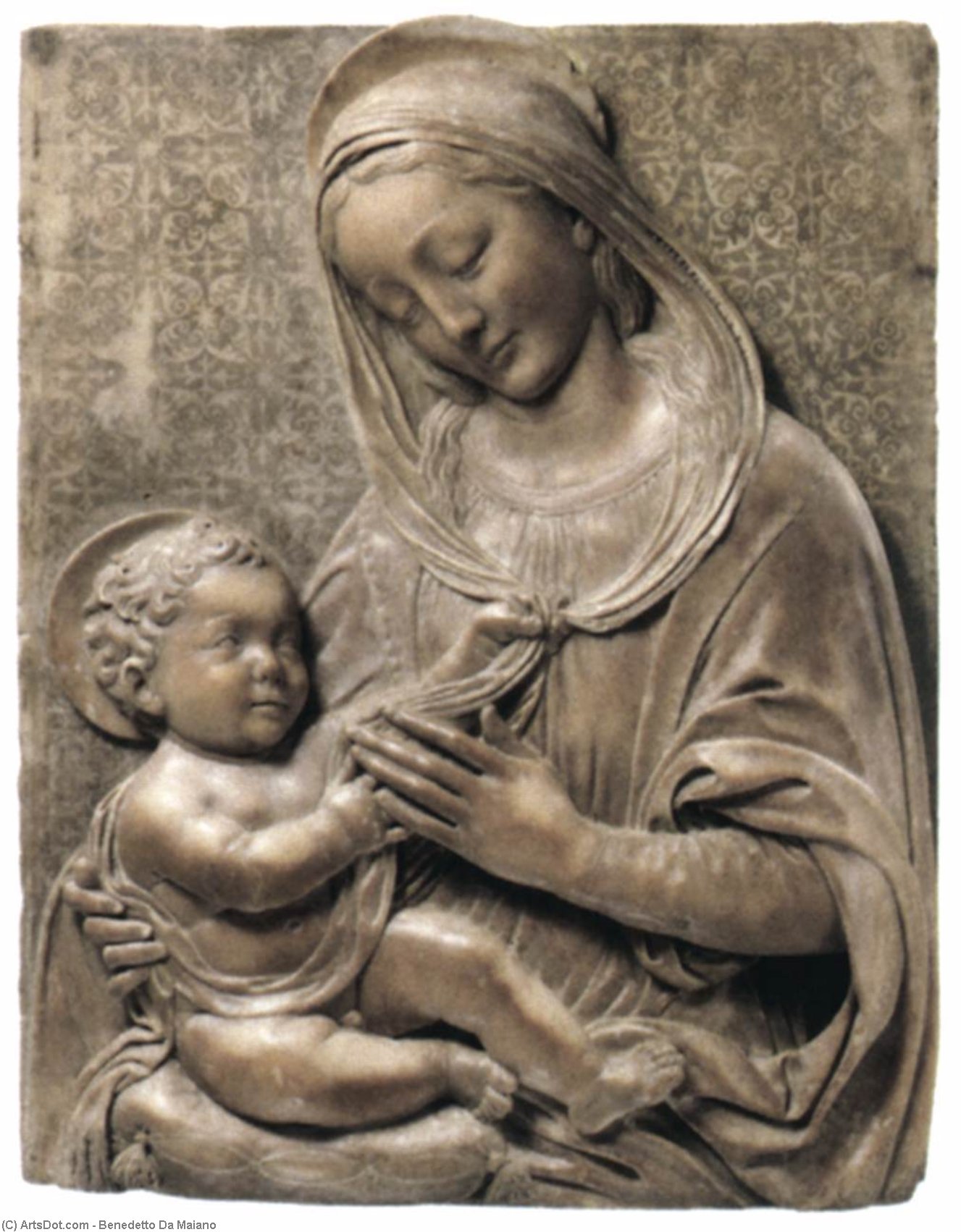 Wikioo.org - The Encyclopedia of Fine Arts - Painting, Artwork by Benedetto Da Maiano - Madonna and Child