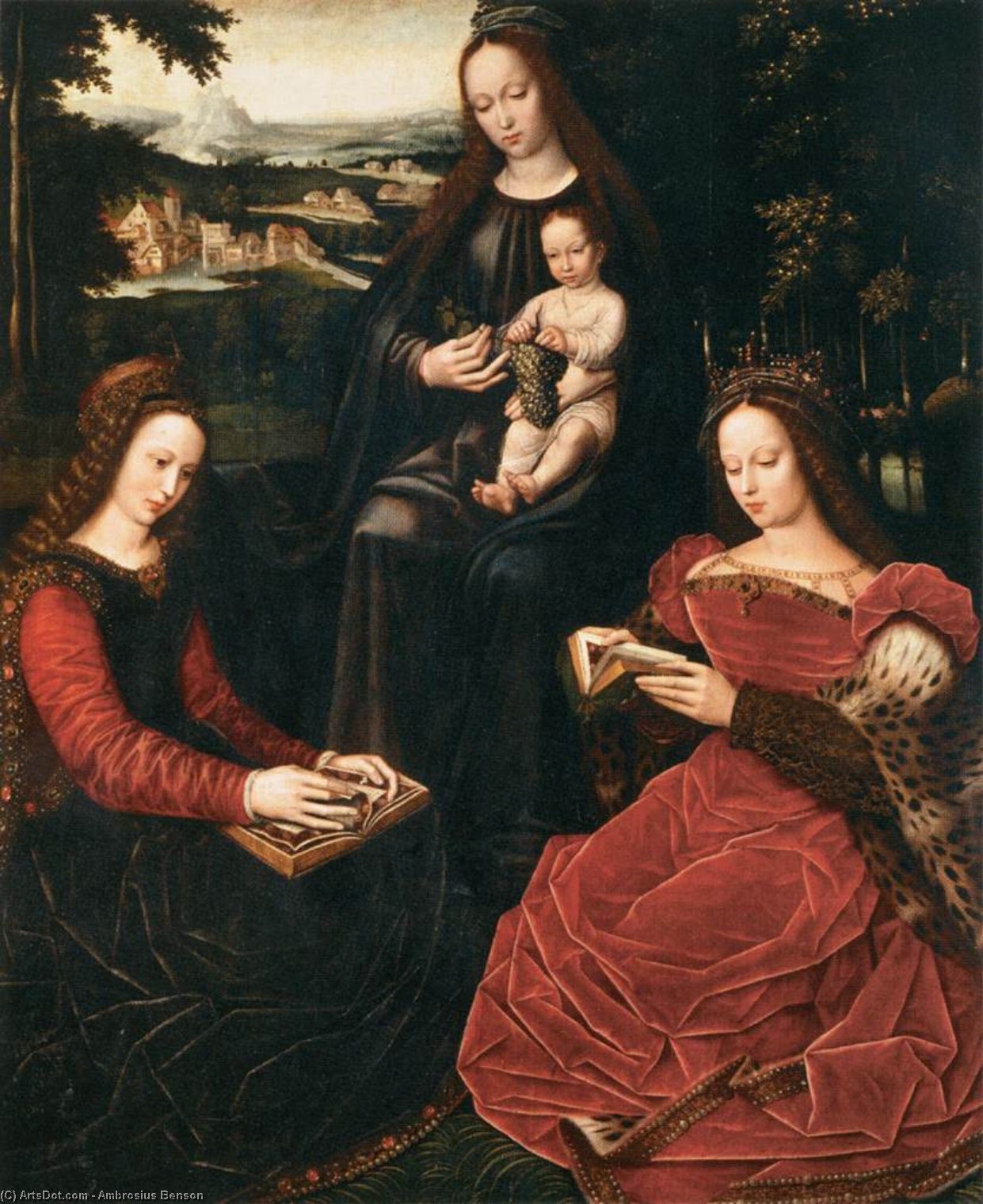 Wikioo.org - The Encyclopedia of Fine Arts - Painting, Artwork by Ambrosius Benson - Virgin and Child with Saints