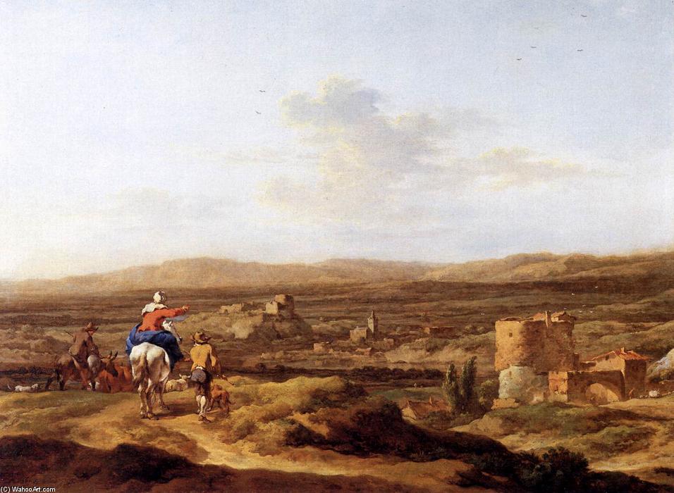 Wikioo.org - The Encyclopedia of Fine Arts - Painting, Artwork by Nicolaes Berchem - Italian Landscape with Mountain Plateau
