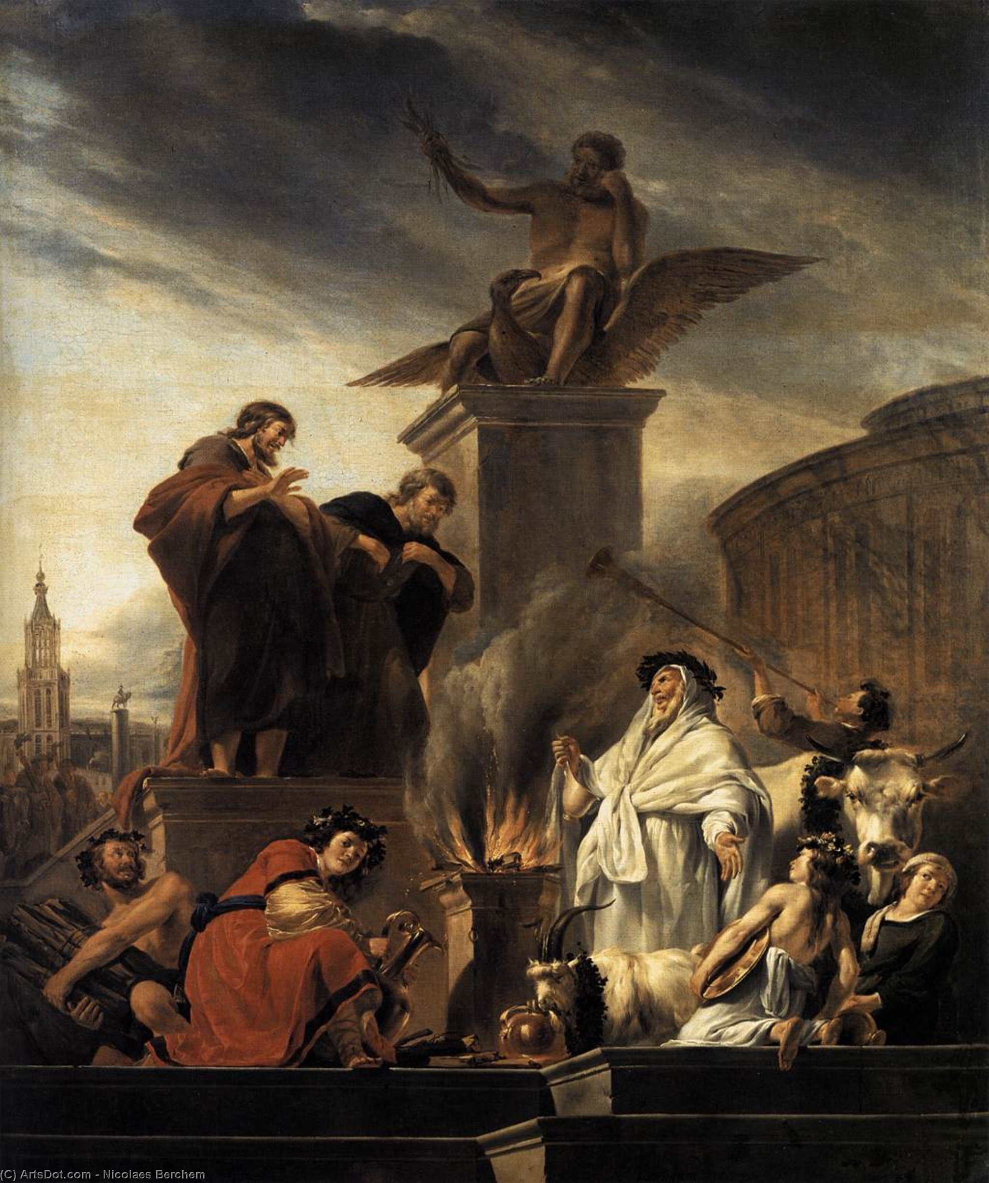 Wikioo.org - The Encyclopedia of Fine Arts - Painting, Artwork by Nicolaes Berchem - Paul and Barnabas at Lystra