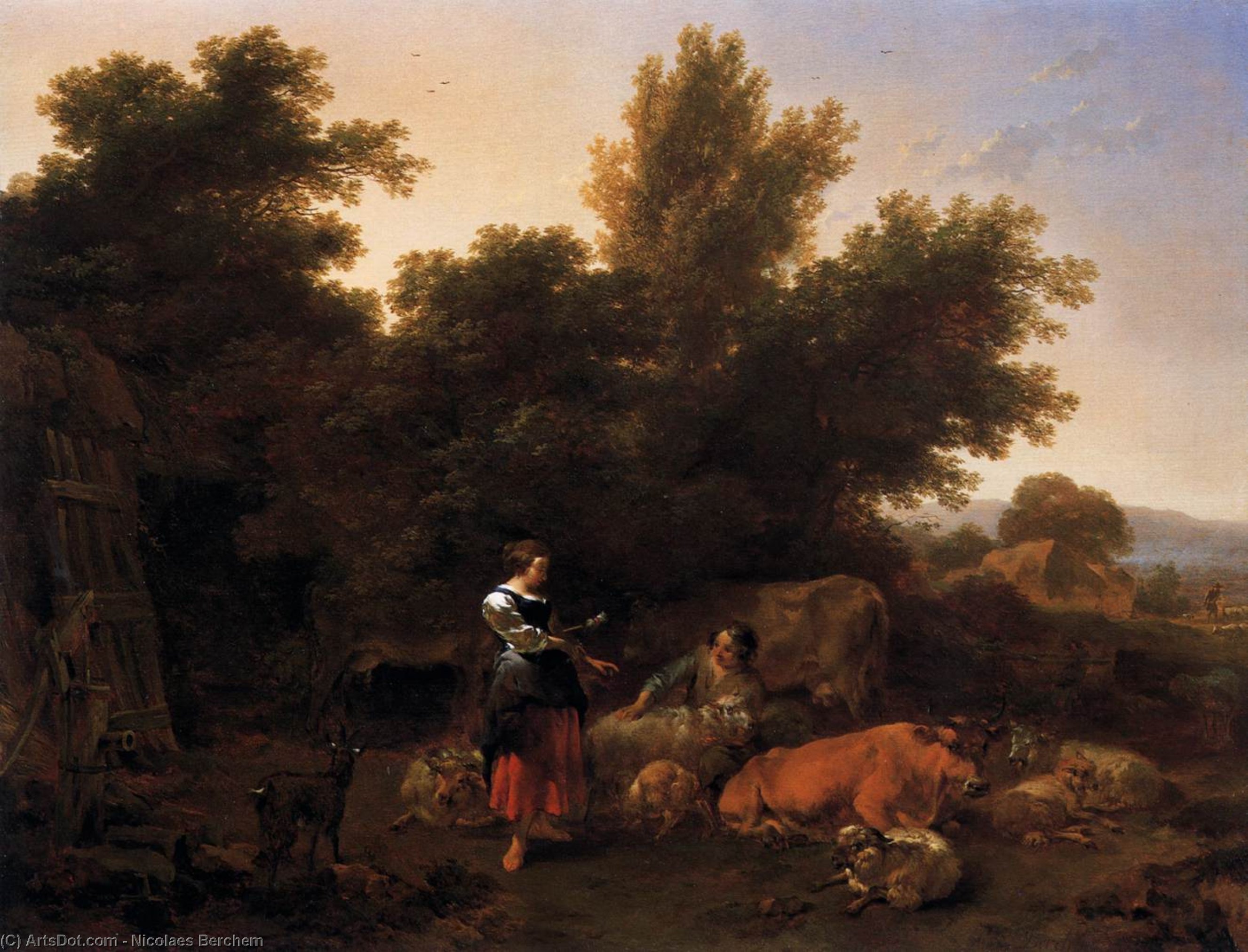 Wikioo.org - The Encyclopedia of Fine Arts - Painting, Artwork by Nicolaes Berchem - Southern Pastoral
