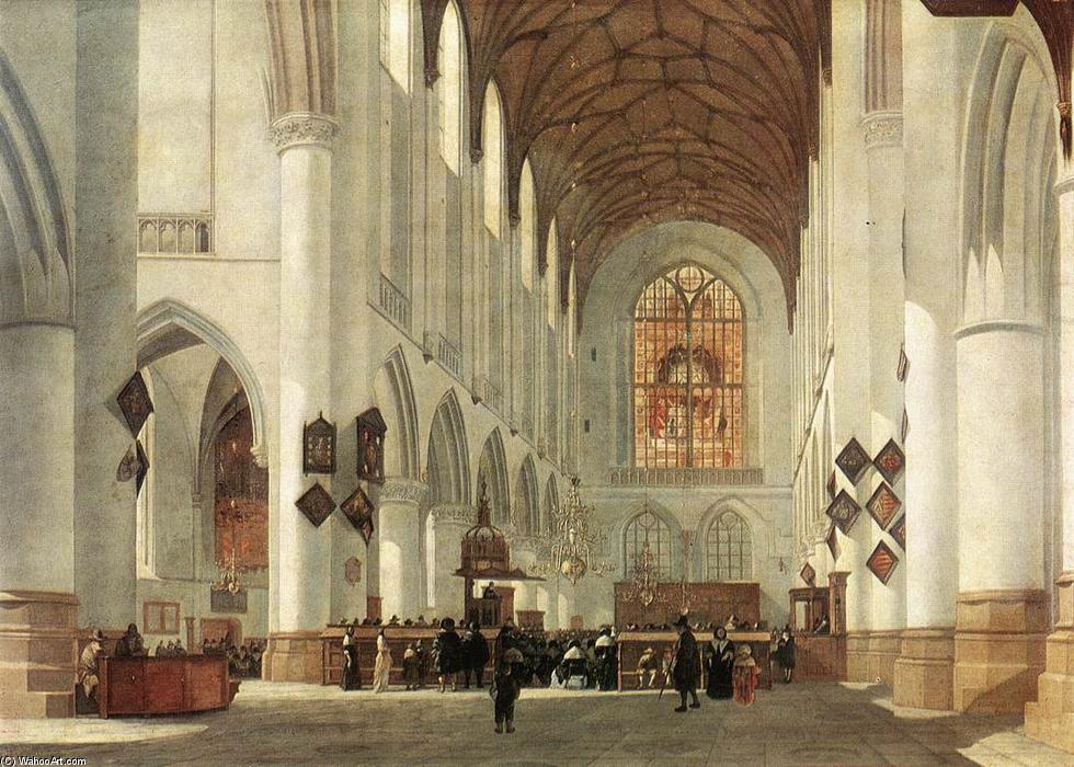 Wikioo.org – L'Encyclopédie des Beaux Arts - Peinture, Oeuvre de Job Adriaensz Berckheyde - Intérieur de l église Saint-Bavon à Haarlem