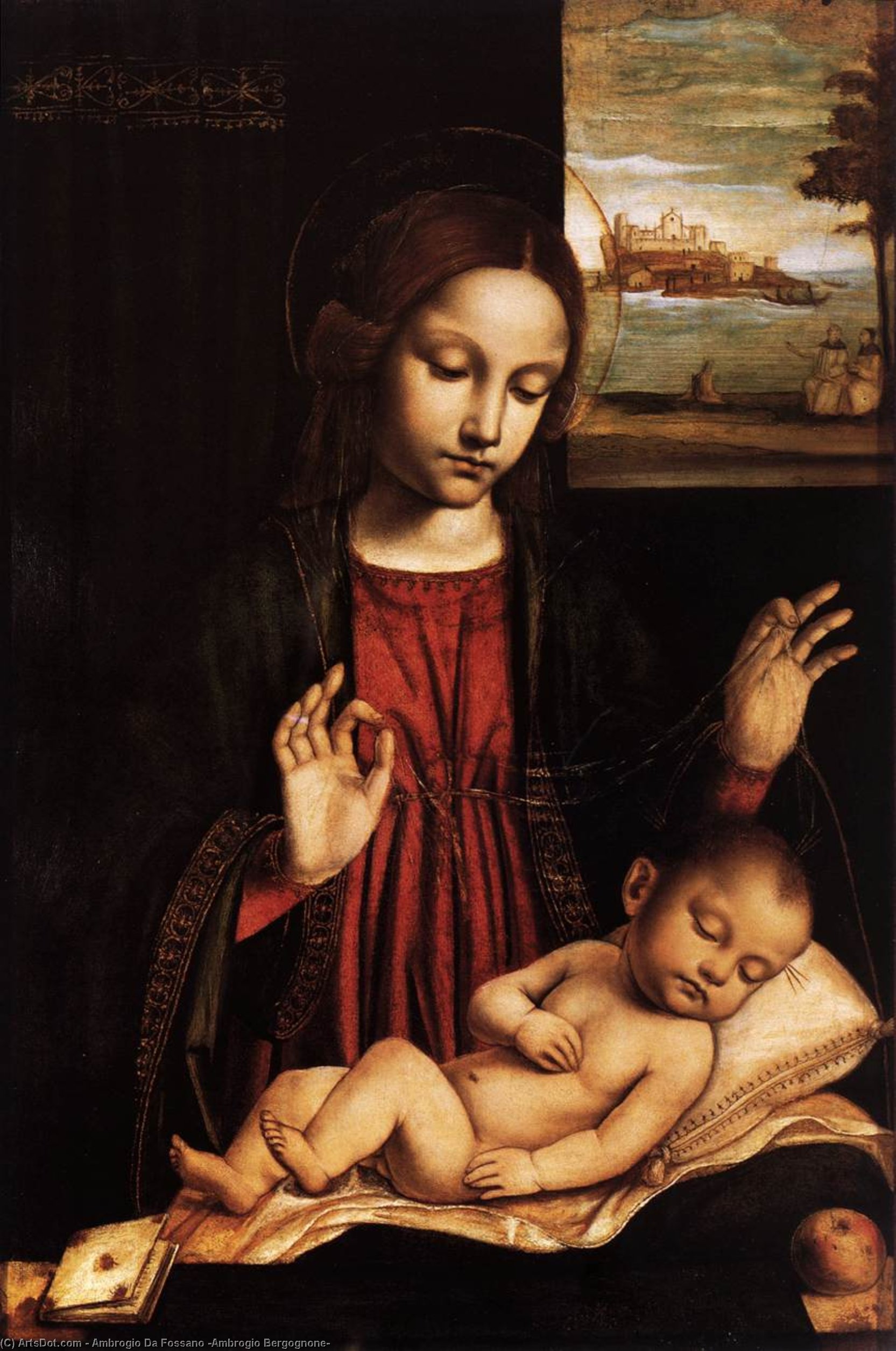 Wikioo.org - The Encyclopedia of Fine Arts - Painting, Artwork by Ambrogio Da Fossano (Ambrogio Bergognone) - Virgin of the Veil (Madonna del Velo)
