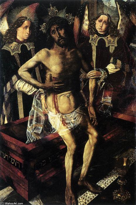 WikiOO.org - 百科事典 - 絵画、アートワーク Bartolomé Bermejo - キリスト に ザー 墓 サポートされている で 二つ エンジェル