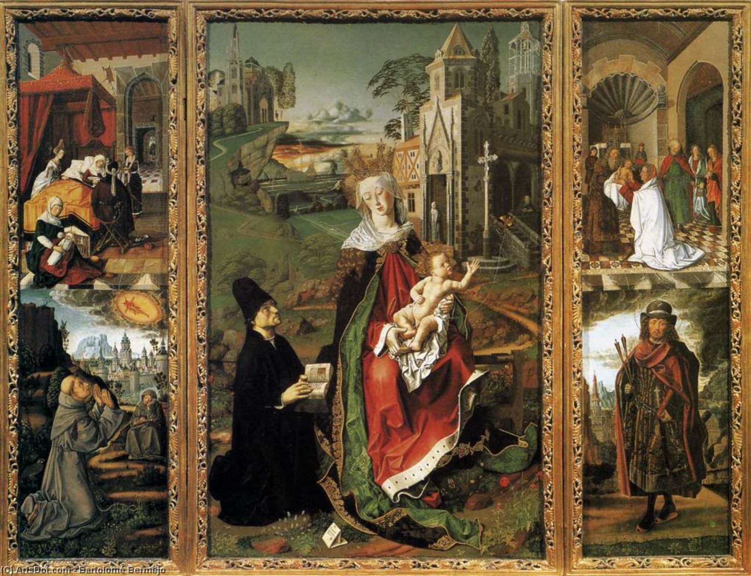 WikiOO.org - 百科事典 - 絵画、アートワーク Bartolomé Bermejo - 祭壇画 の  ザー  処女  の  モントセラト