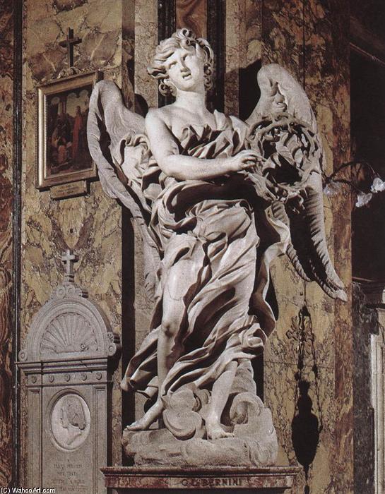 Wikioo.org - The Encyclopedia of Fine Arts - Painting, Artwork by Gian Lorenzo Bernini - Angel with the Crown of Thorns
