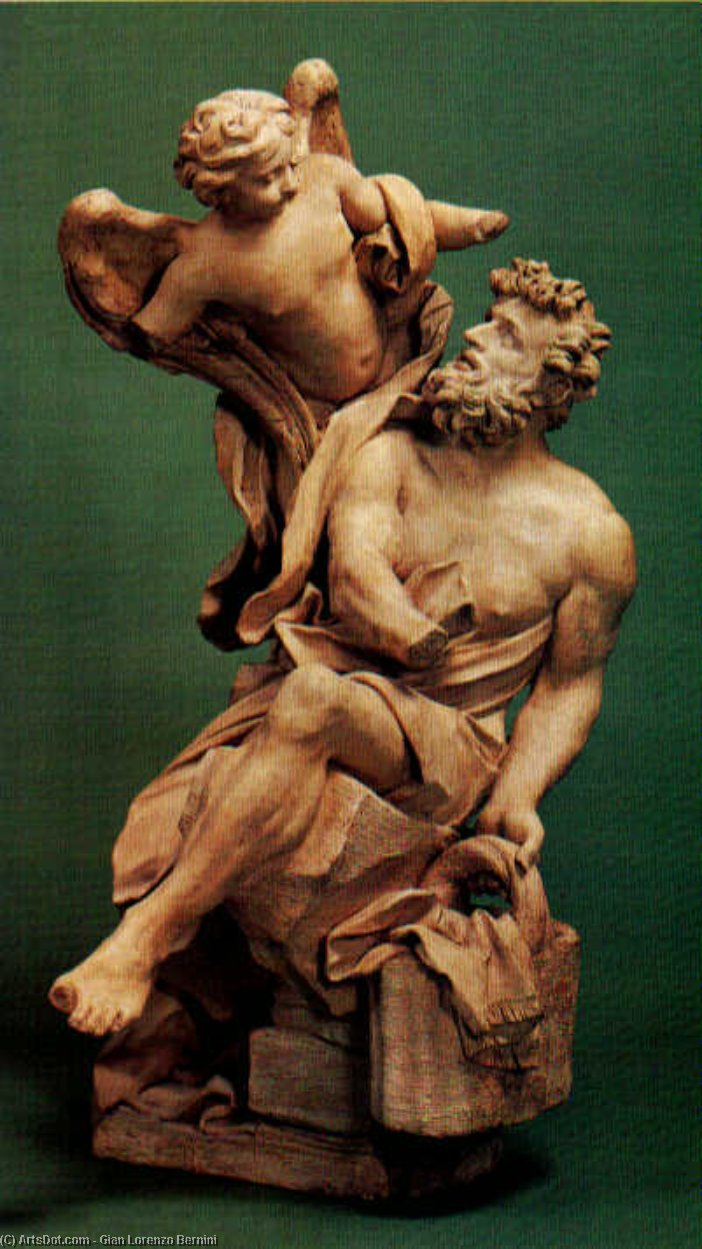 WikiOO.org - אנציקלופדיה לאמנויות יפות - ציור, יצירות אמנות Gian Lorenzo Bernini - Habakkuk and the Angel