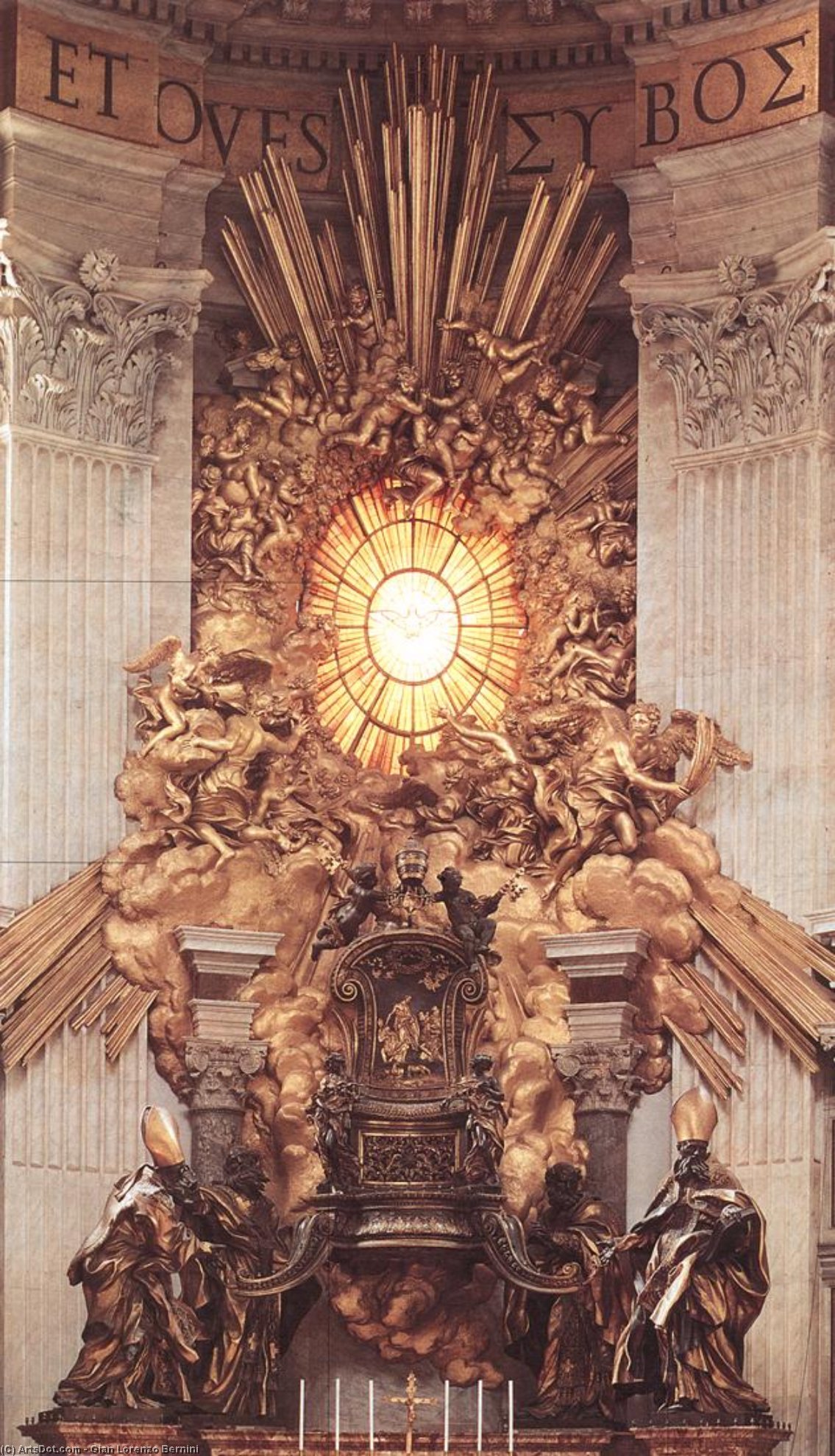 Wikioo.org - สารานุกรมวิจิตรศิลป์ - จิตรกรรม Gian Lorenzo Bernini - The Throne of Saint Peter