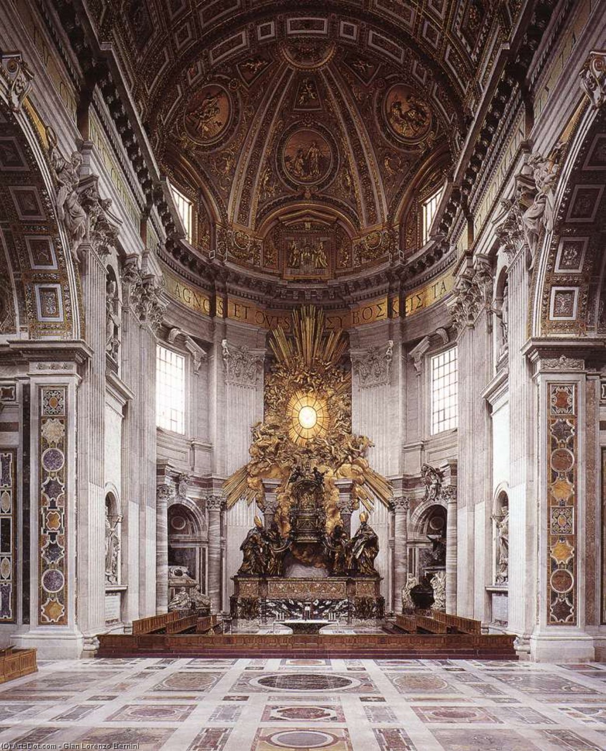 Wikioo.org - The Encyclopedia of Fine Arts - Painting, Artwork by Gian Lorenzo Bernini - The Throne of Saint Peter