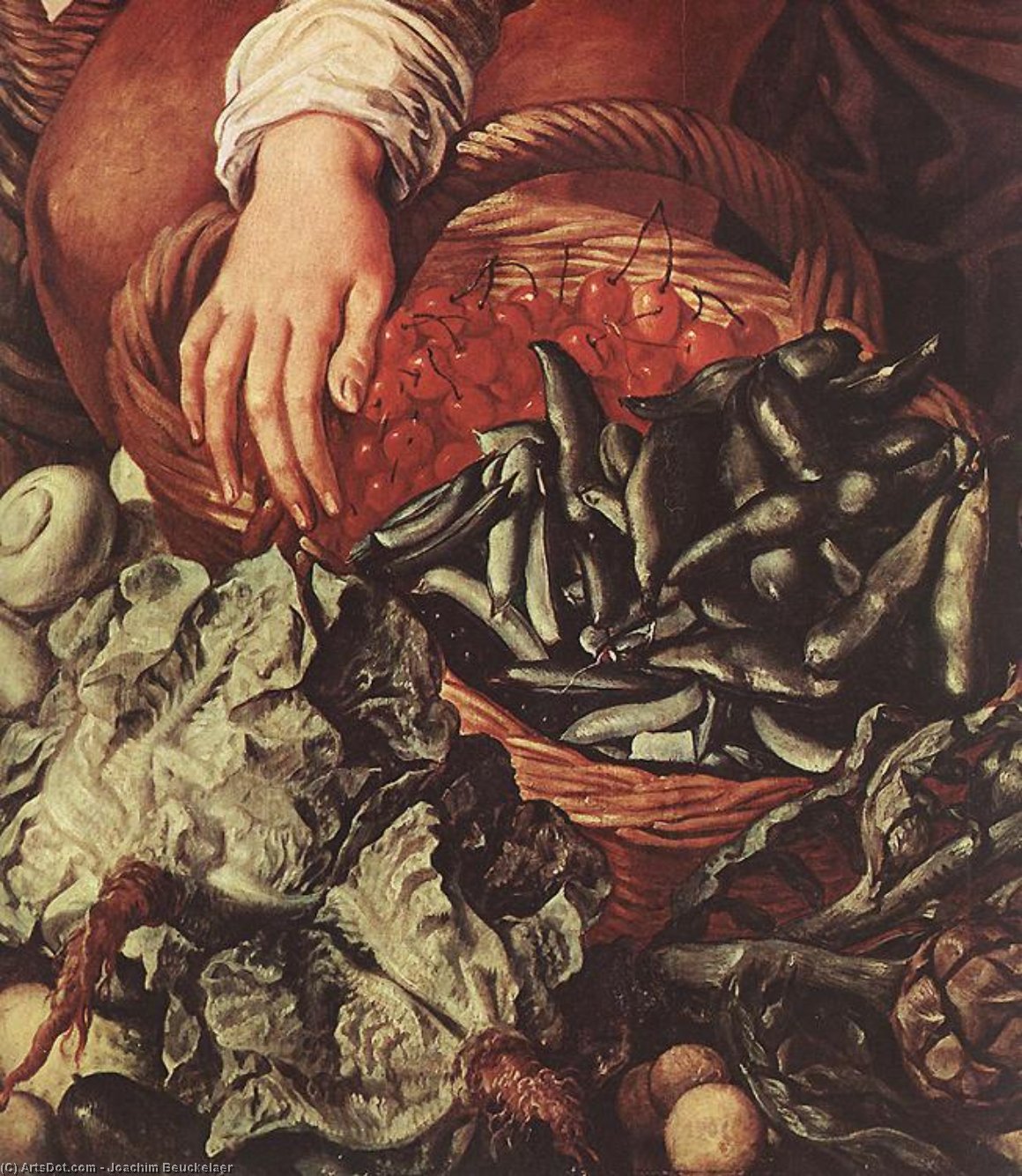 Wikioo.org – La Enciclopedia de las Bellas Artes - Pintura, Obras de arte de Joachim Beuckelaer - mercado escena Detalle