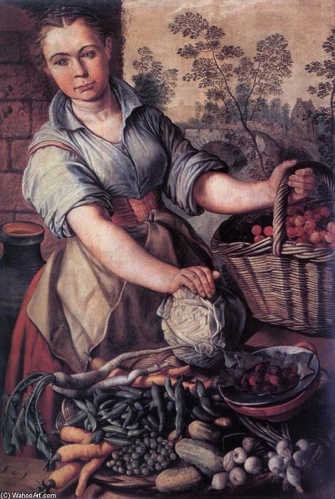 Wikioo.org – L'Encyclopédie des Beaux Arts - Peinture, Oeuvre de Joachim Beuckelaer - Vendeur de légumes