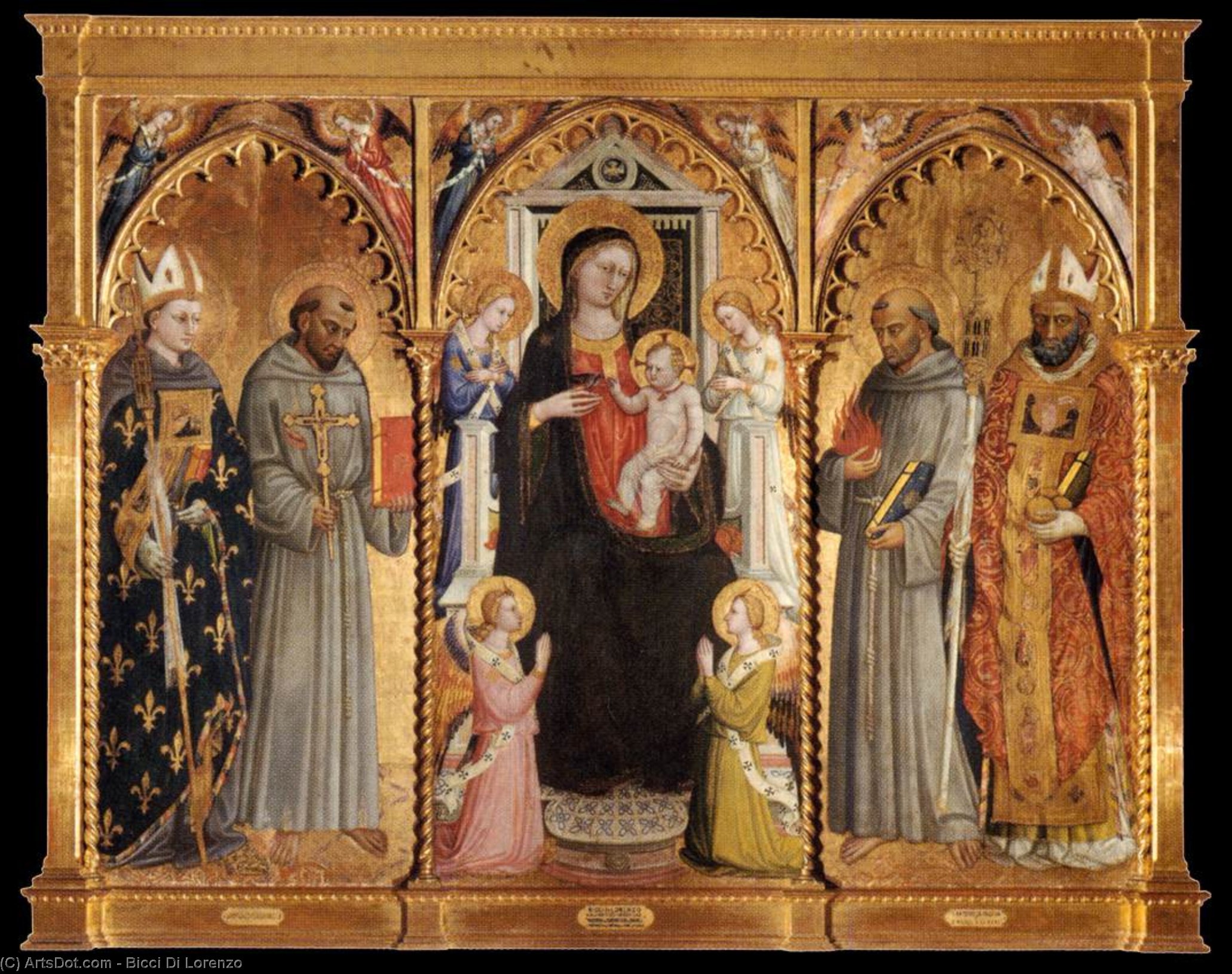 Wikioo.org - The Encyclopedia of Fine Arts - Painting, Artwork by Bicci Di Lorenzo - Madonna and Child with Saints and Angels