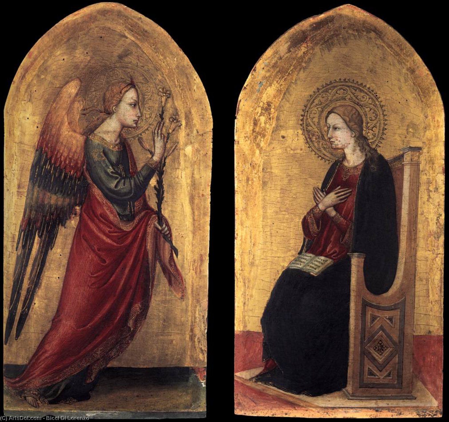 Wikioo.org - The Encyclopedia of Fine Arts - Painting, Artwork by Bicci Di Lorenzo - The Angel and the Virgin of Annunciation