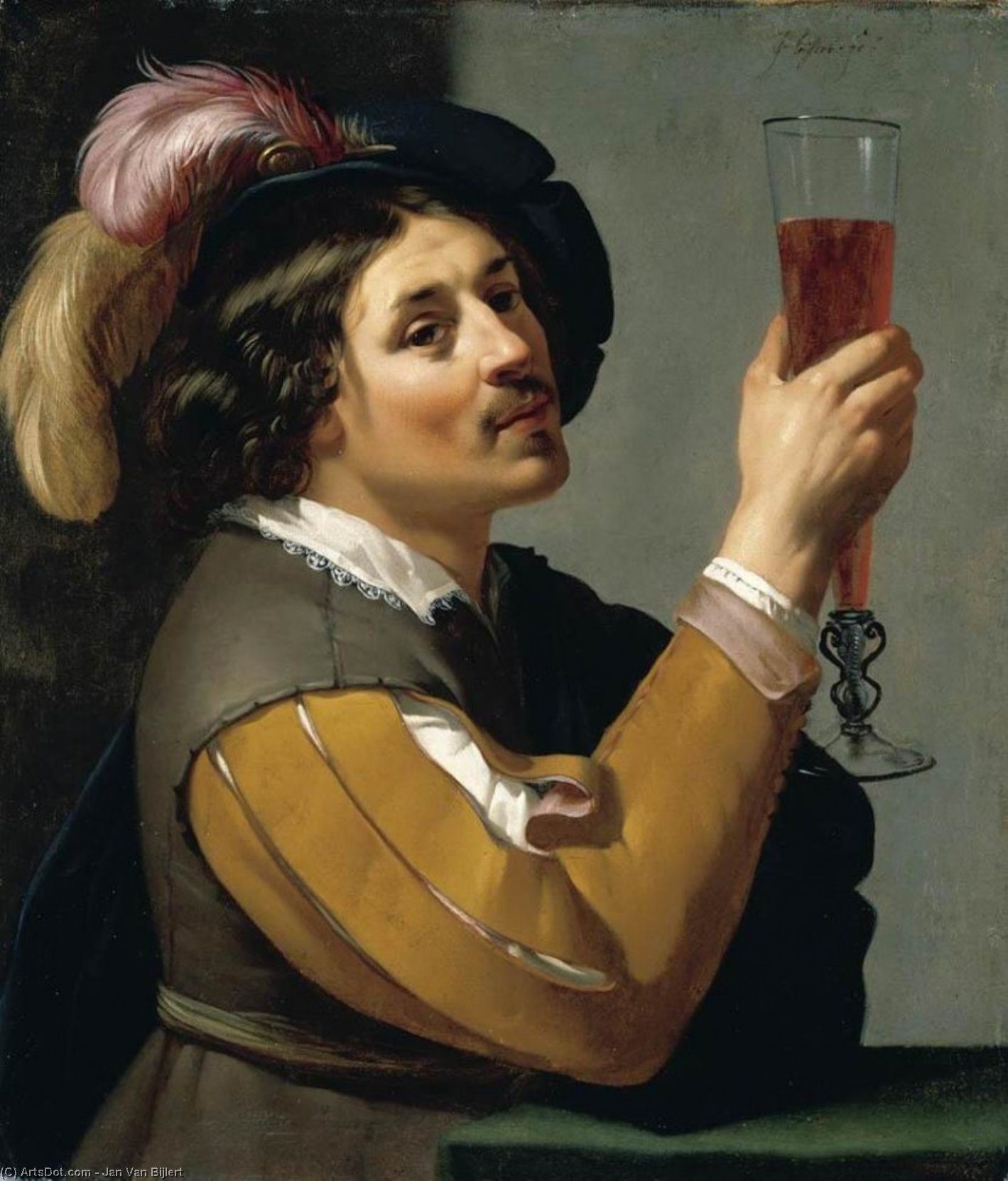 Wikioo.org - The Encyclopedia of Fine Arts - Painting, Artwork by Jan Van Bijlert - Young Man Drinking a Glass of Wine