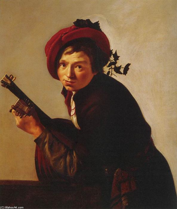 WikiOO.org - Encyclopedia of Fine Arts - Maleri, Artwork Jan Van Bijlert - Young Man Playing the Lute